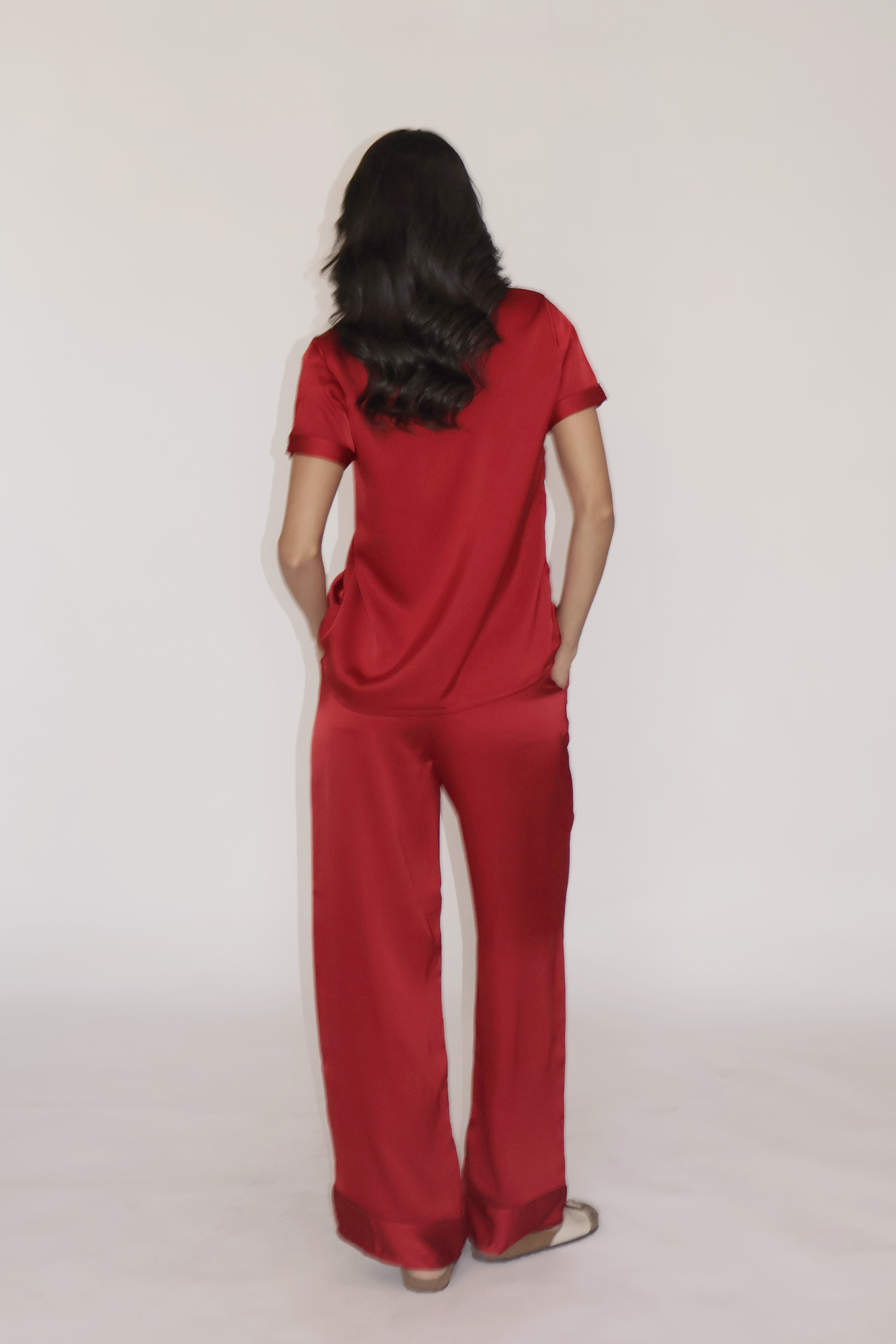 BUTTER SILK PJ SET - (Cherry)