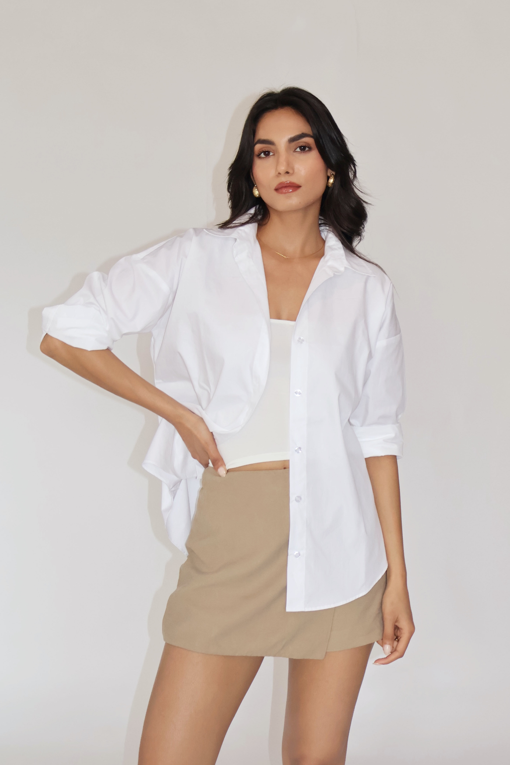 Dove Solid Oversized Shirt – BREEZE