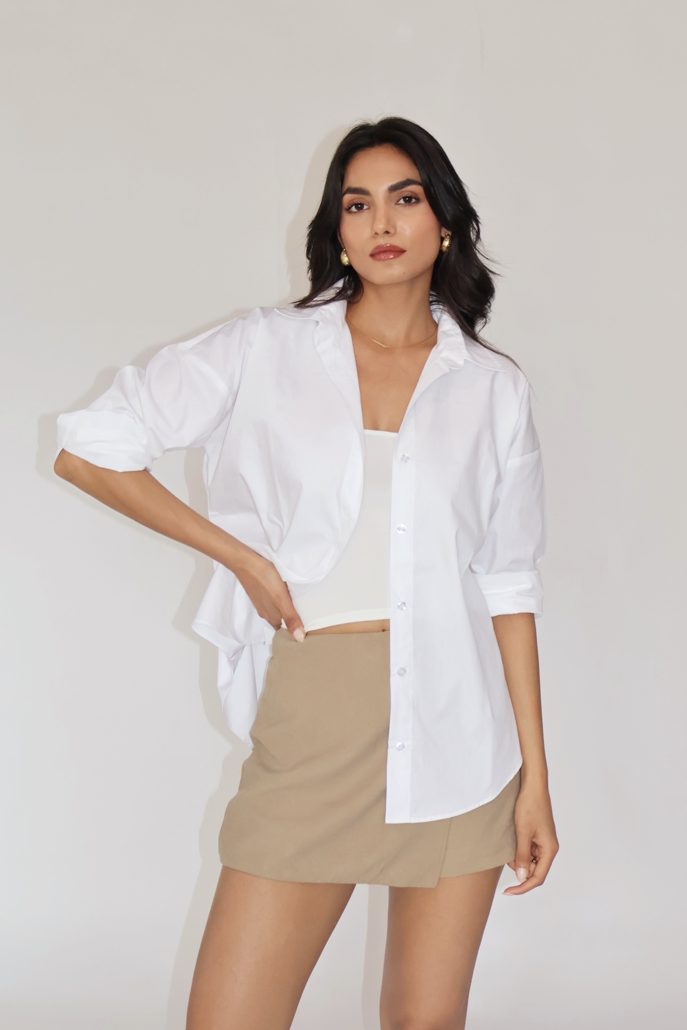 Dove Solid Oversized Shirt – BREEZE