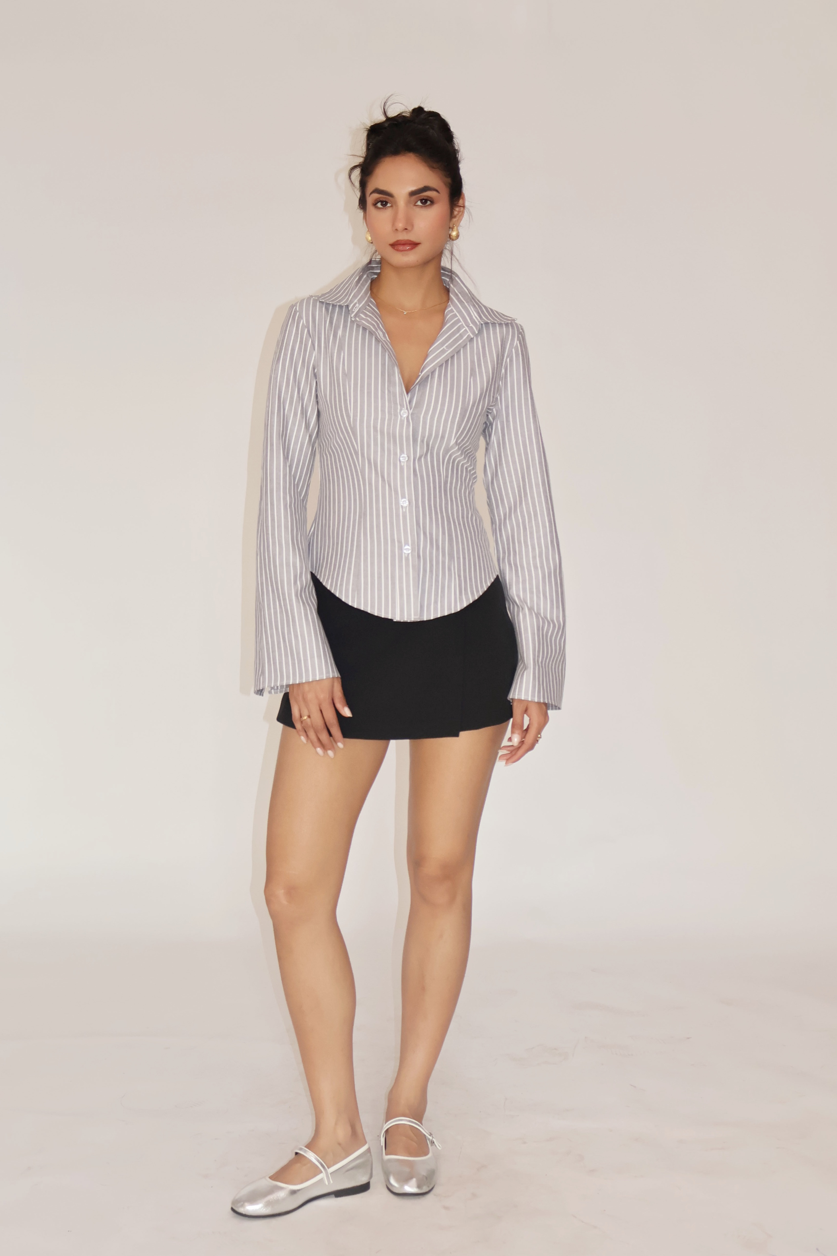 Slate Striped Fitted Shirt – IRIS