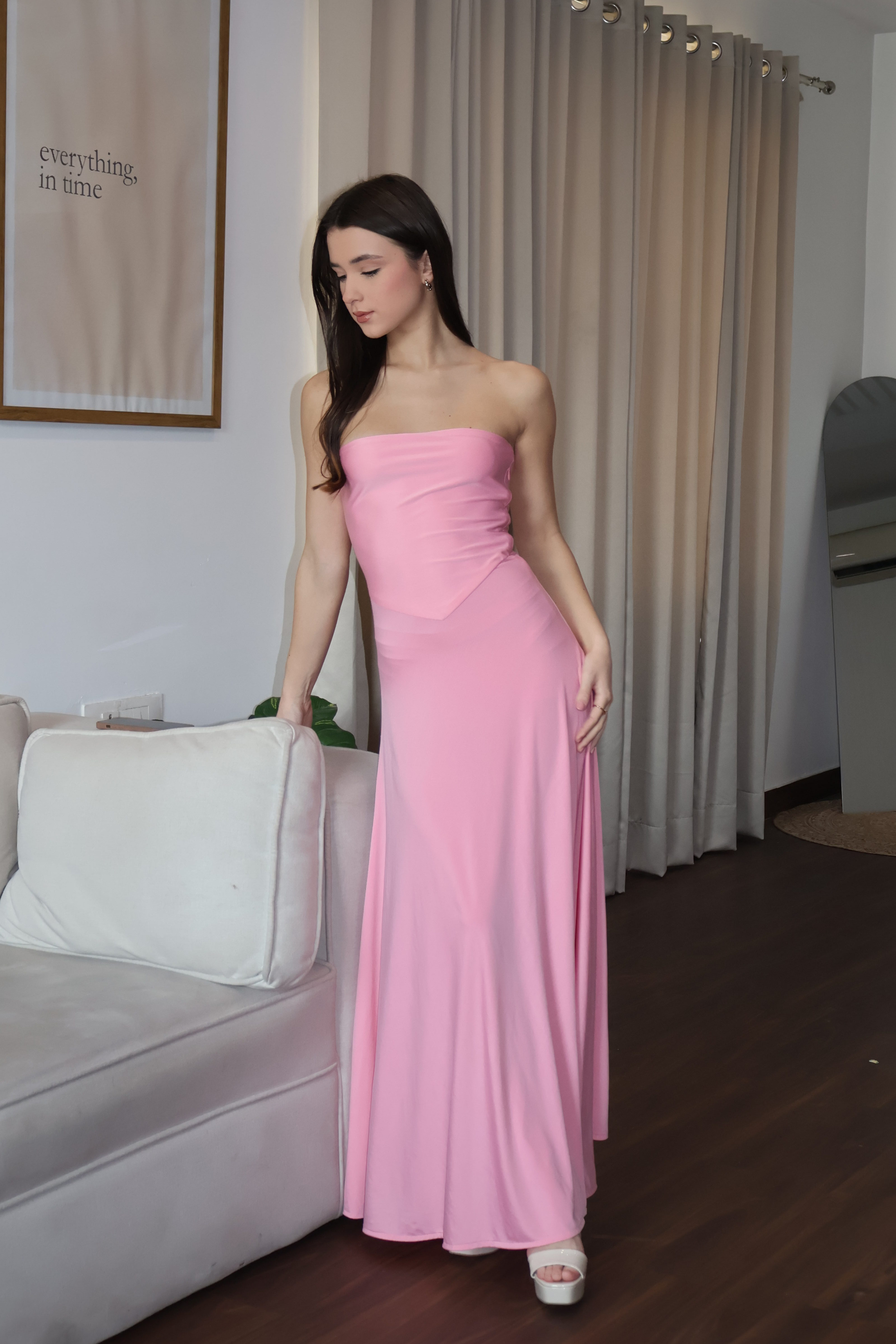 Angie in Pink Flare Tube Dress - Flow Dress (Flamingo)