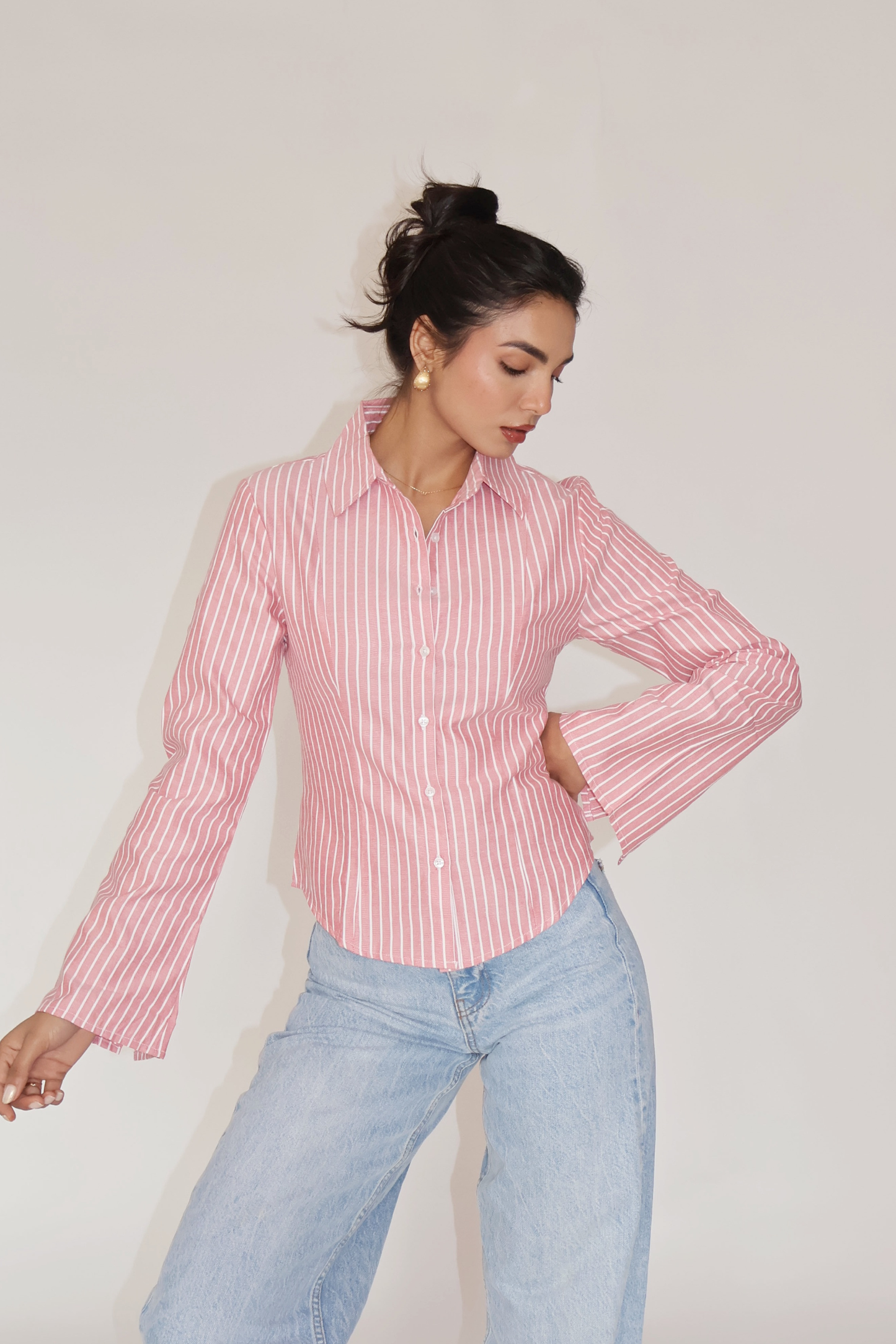 Anku in Red Striped Fitted Shirt – IRIS