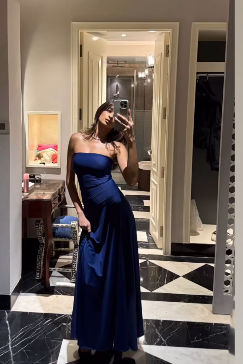 Unnati in Blue Flare Tube Dress - Flow Dress (Navy)