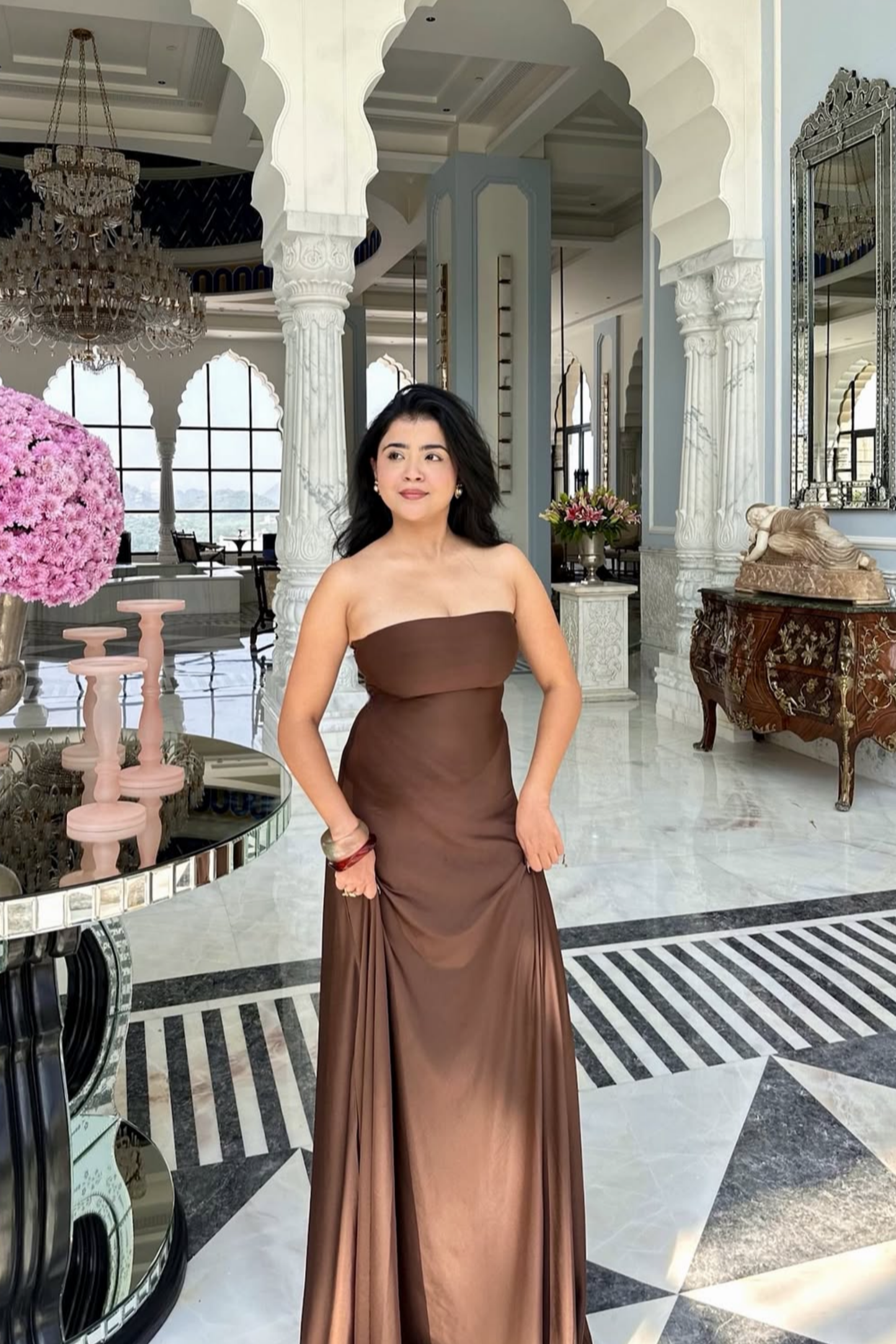 Sheena in Brown Flare Tube Dress - Flow Dress (Coco)