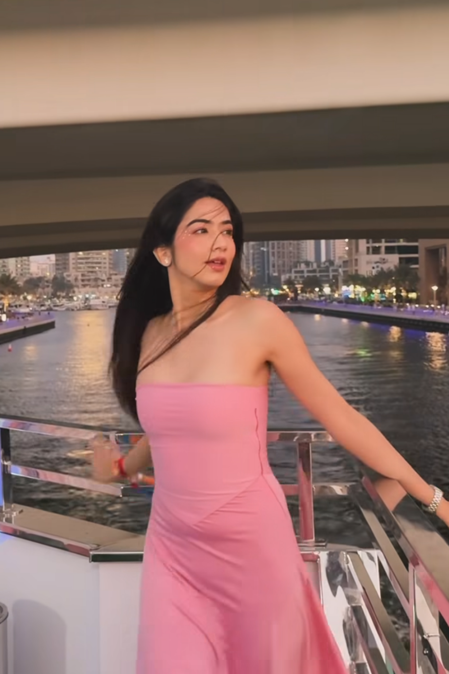 Aastha in Pink Flare Tube Dress - Flow Dress (Flamingo)