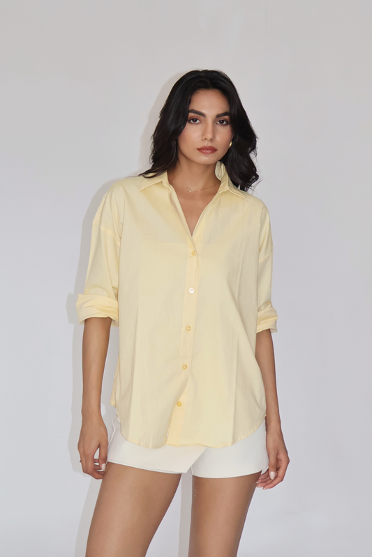 Butter Yellow Solid Oversized Shirt – BREEZE