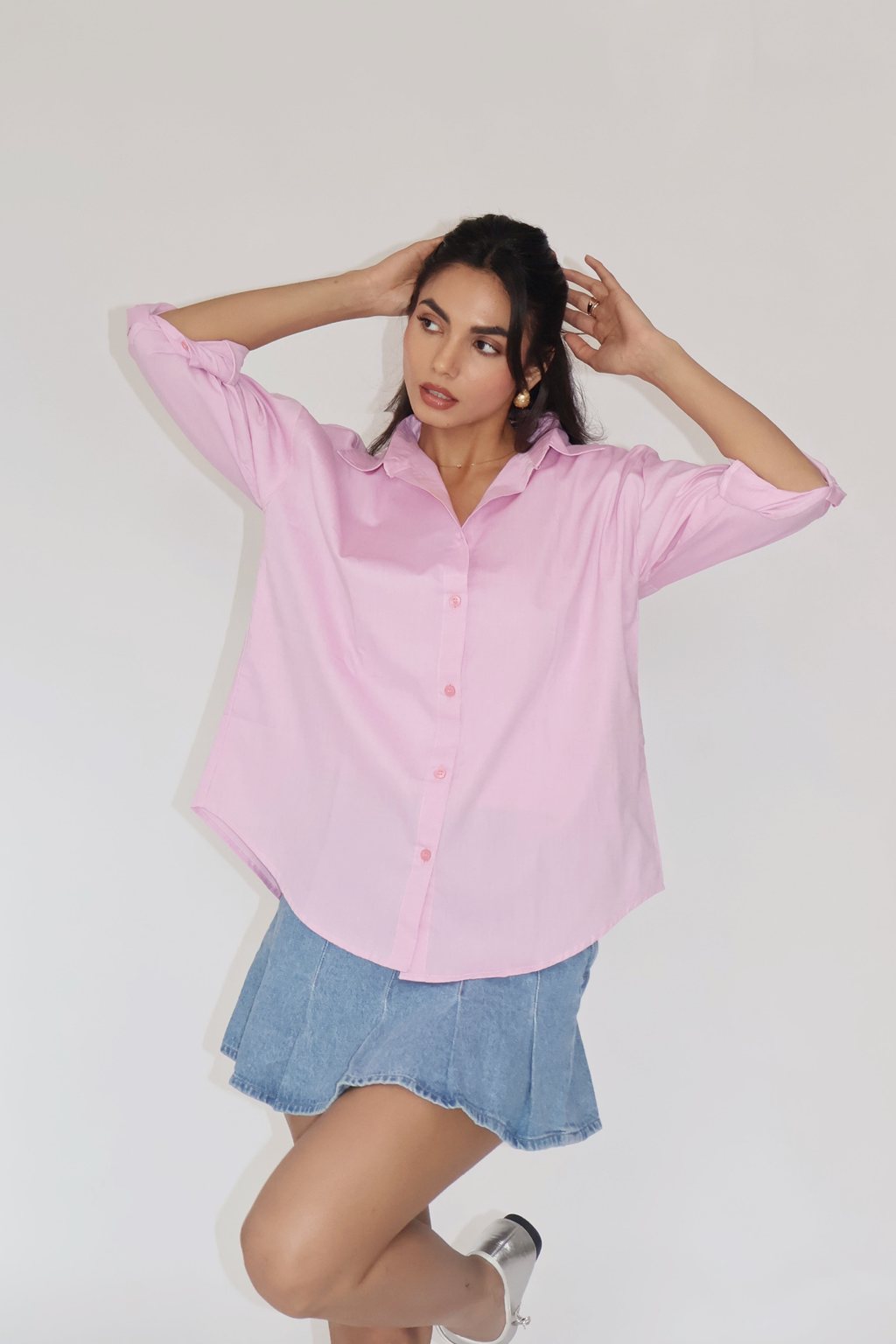 Flamingo Solid Oversized Shirt – BREEZE