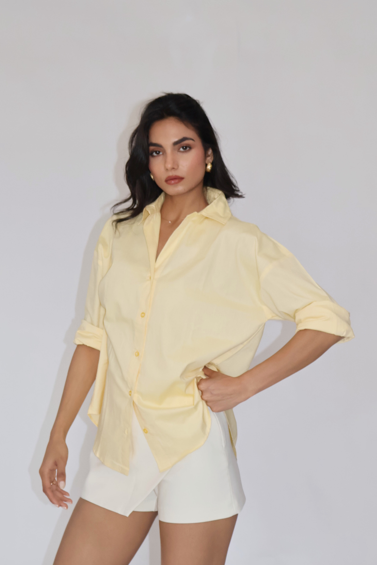 Butter Yellow Solid Oversized Shirt – BREEZE