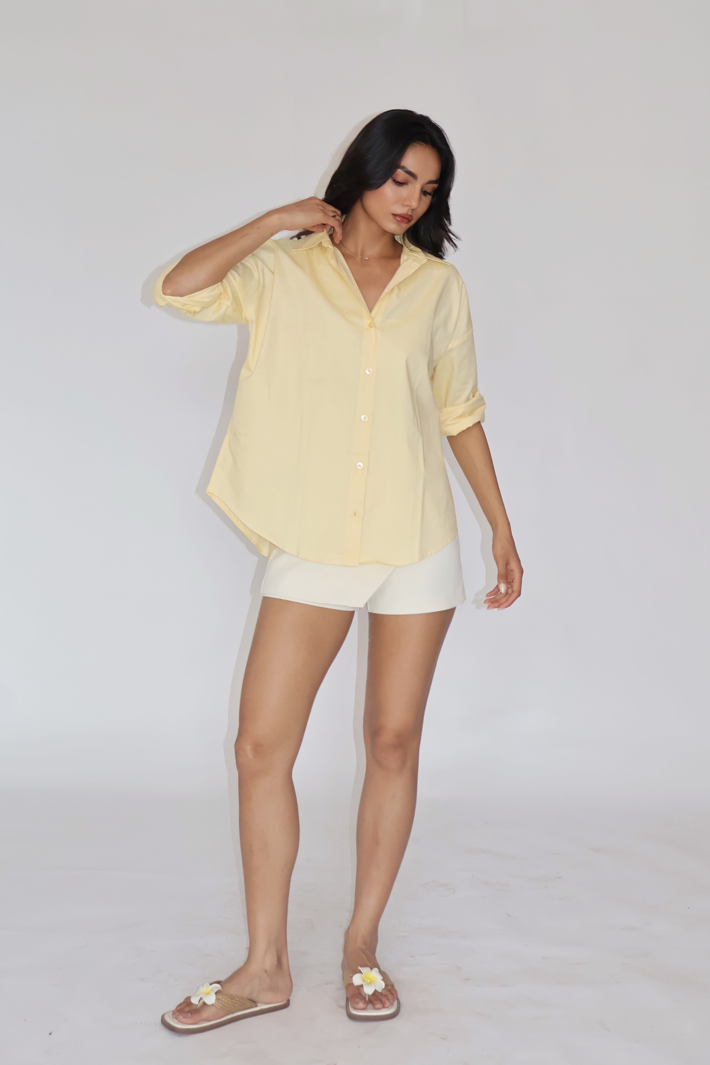Butter Yellow Solid Oversized Shirt – BREEZE