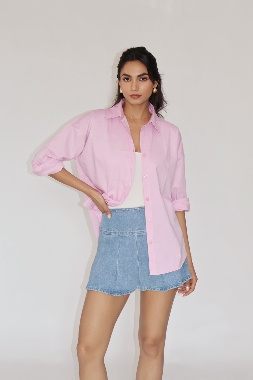 Flamingo Solid Oversized Shirt – BREEZE