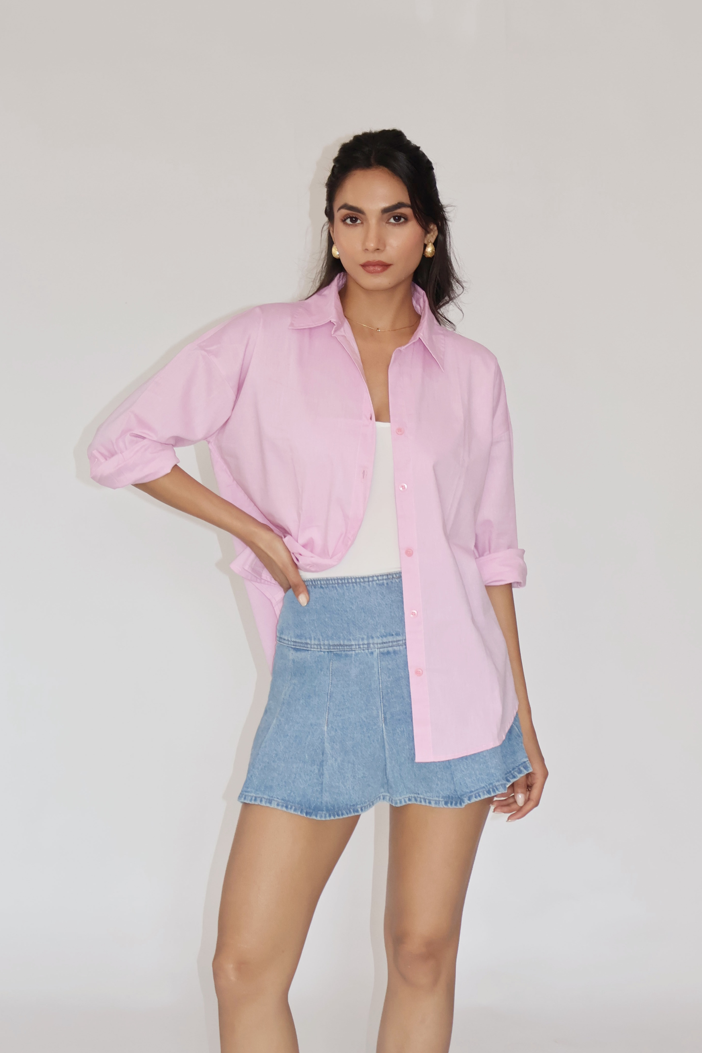 Flamingo Solid Oversized Shirt – BREEZE