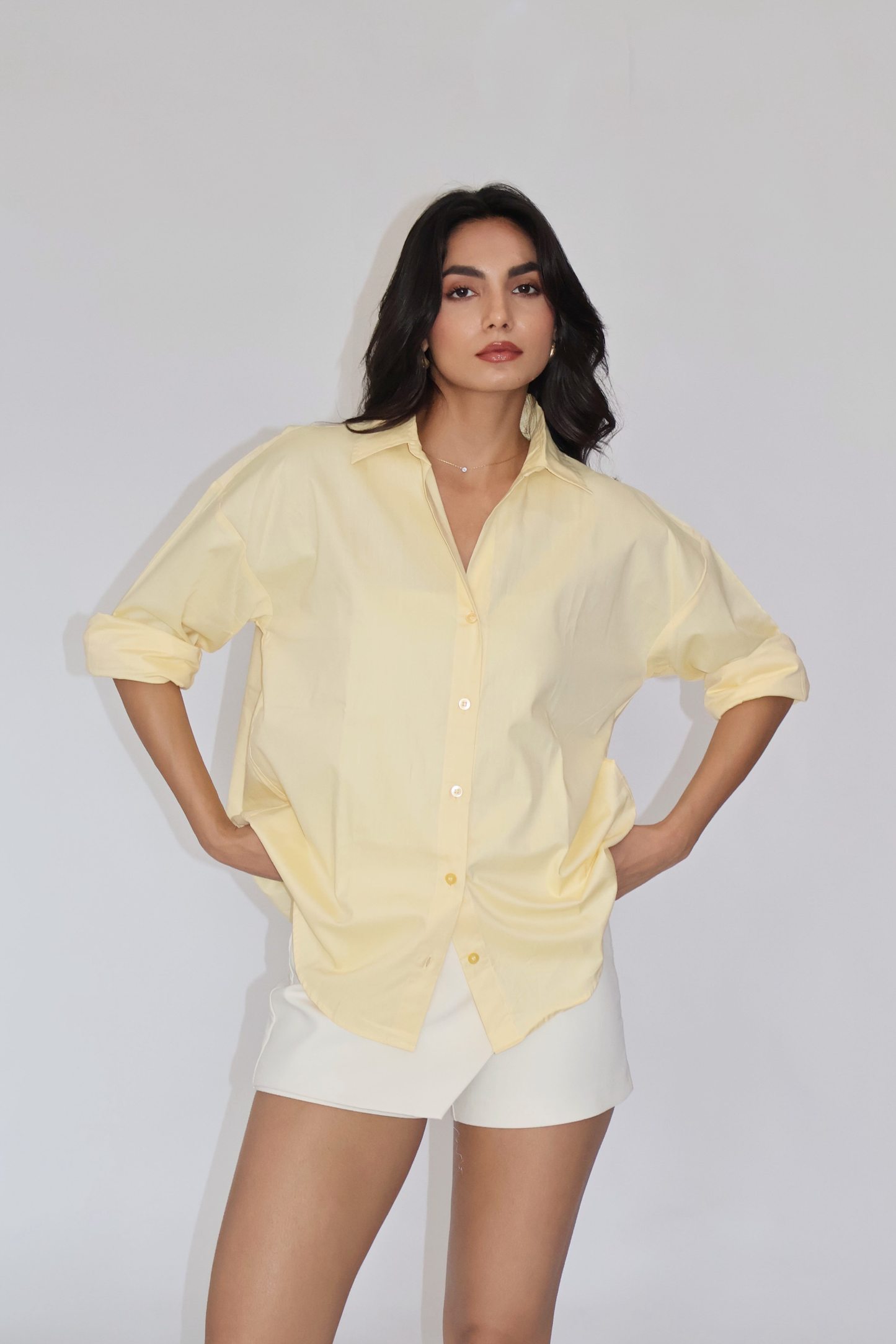 Butter Yellow Solid Oversized Shirt – BREEZE