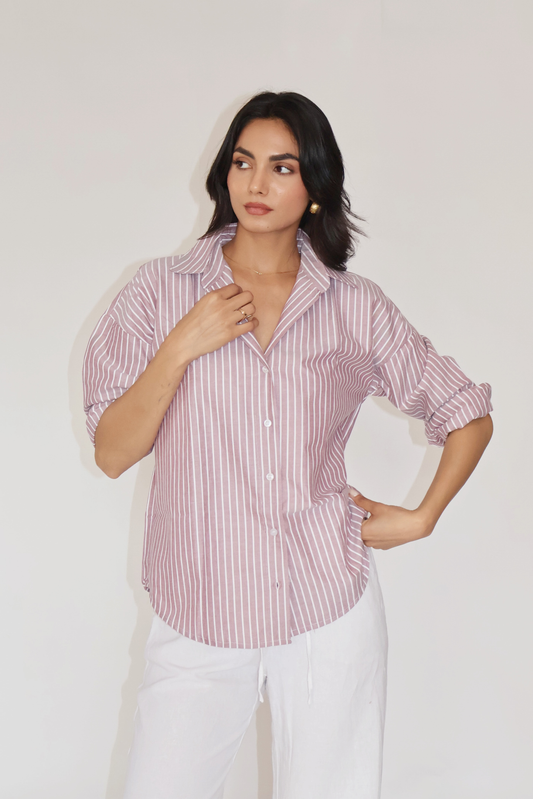 Brown Striped Oversized Shirt – CANVA