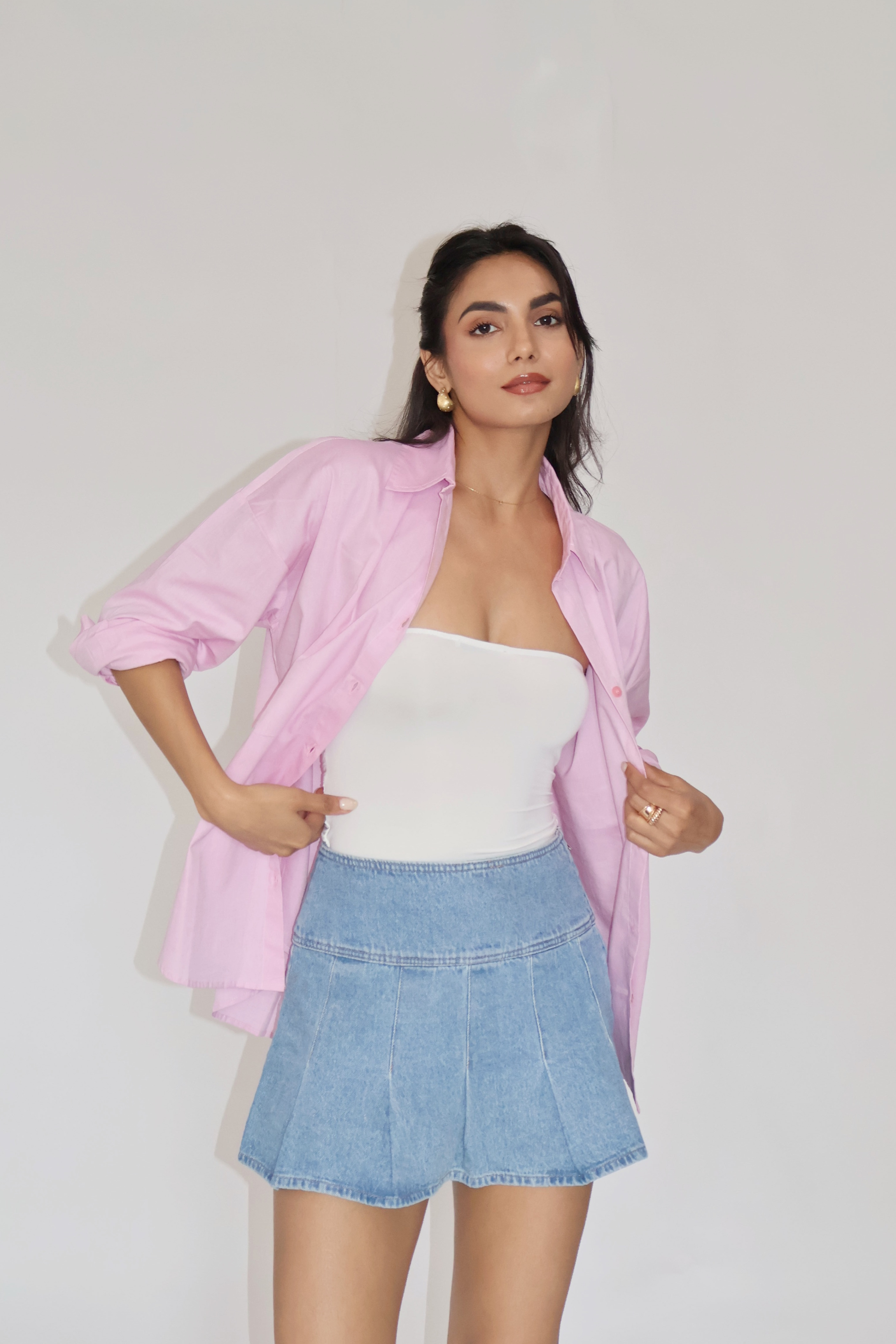 Flamingo Solid Oversized Shirt – BREEZE