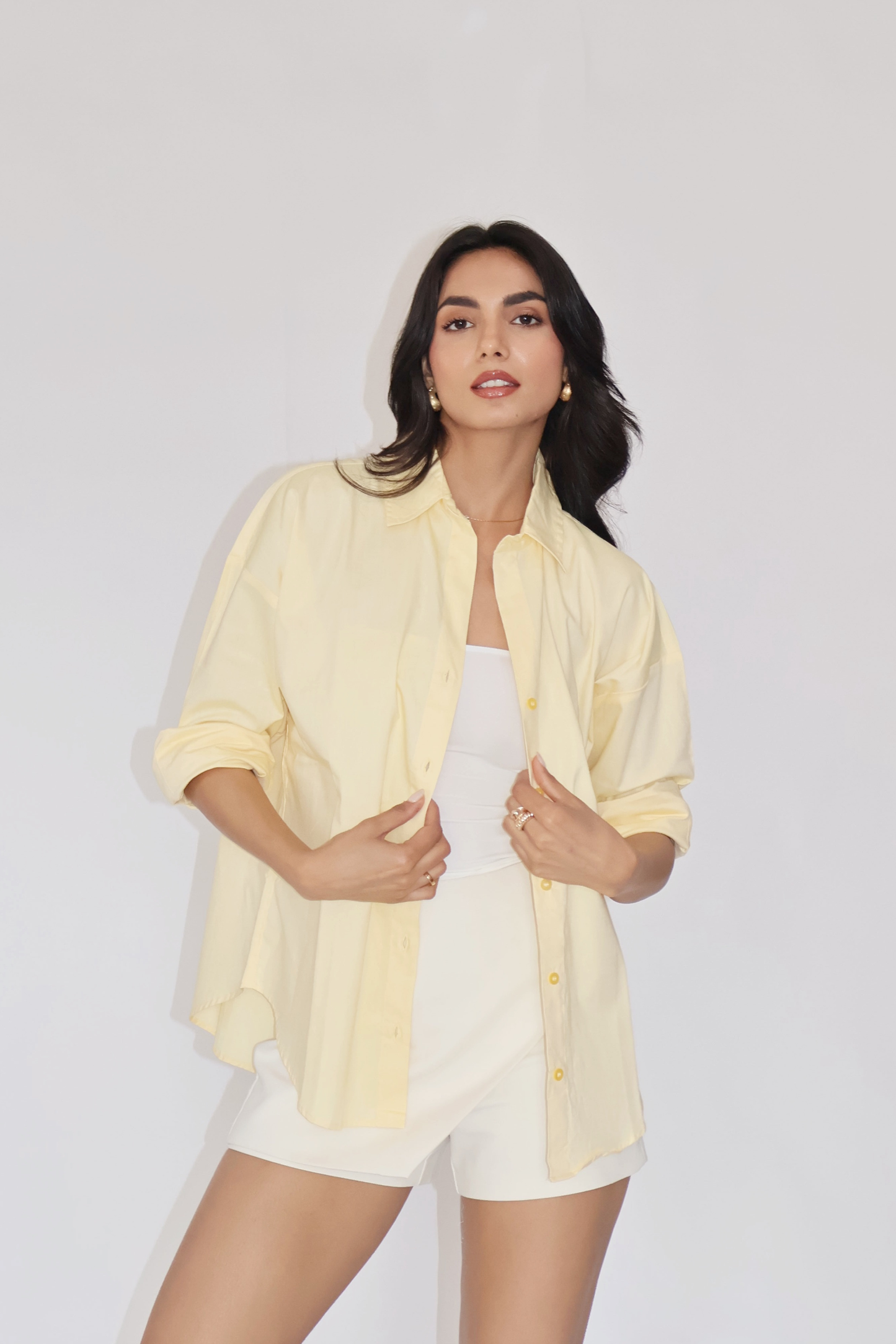 Butter Yellow Solid Oversized Shirt – BREEZE