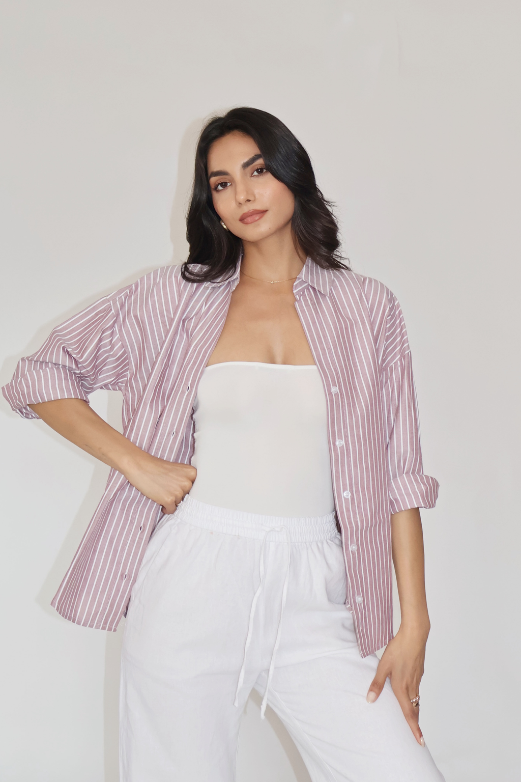 Brown Striped Oversized Shirt – CANVA