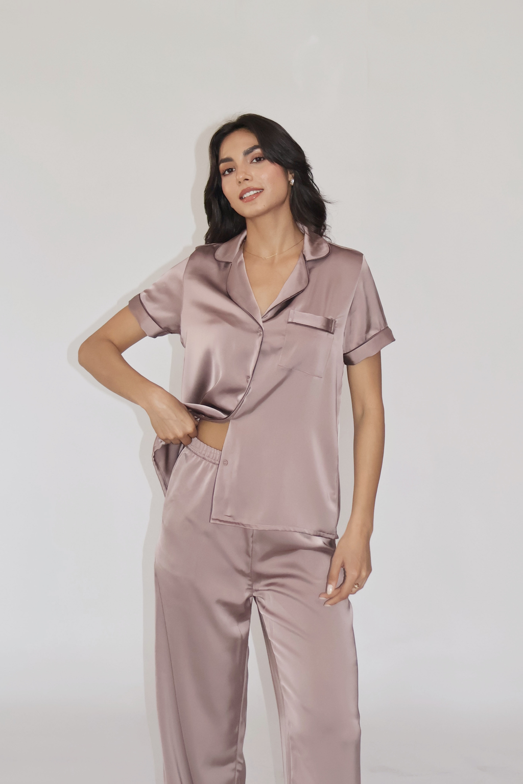 BUTTER SILK PJ SET - (Coco)