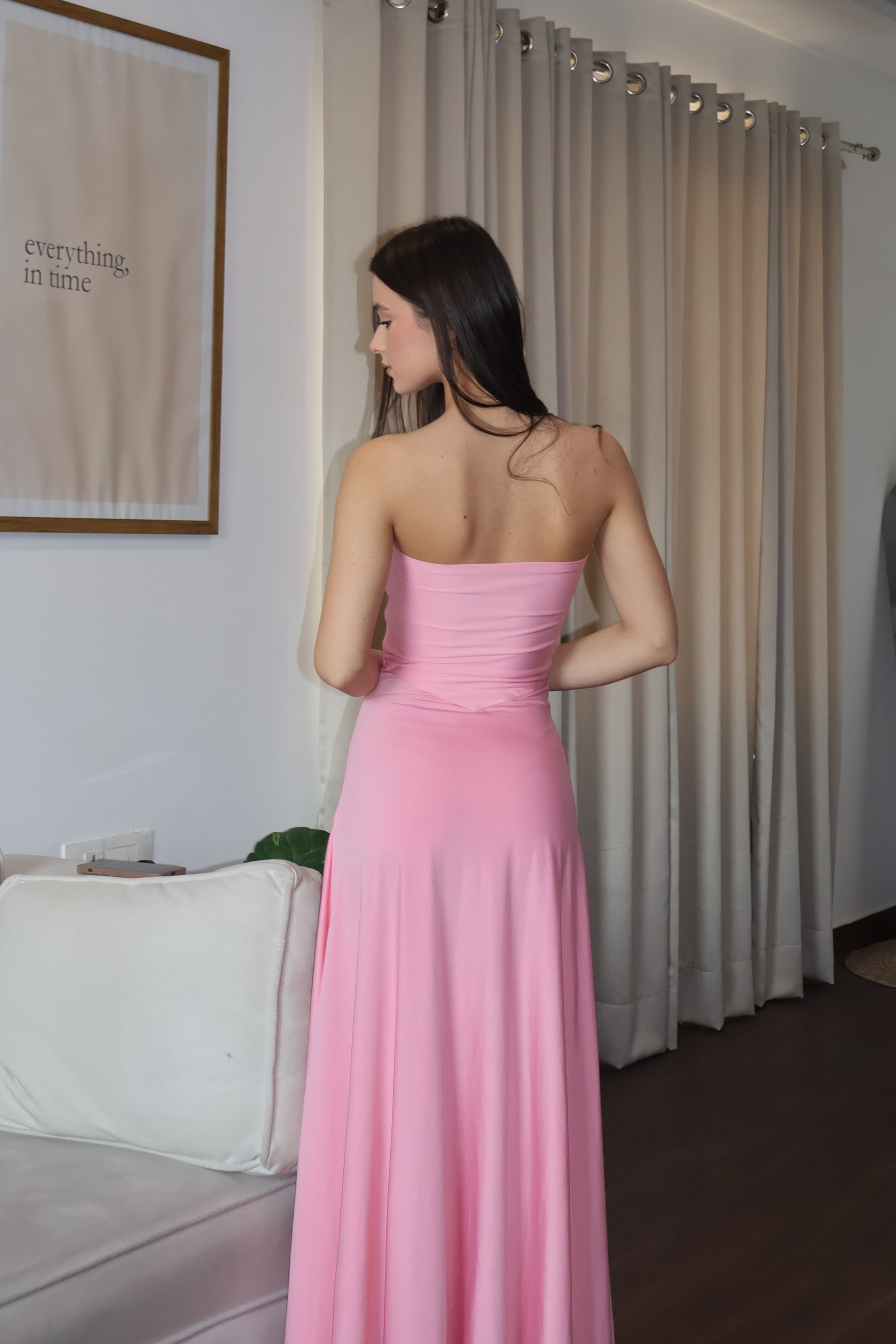 Angie in Pink Flare Tube Dress - Flow Dress (Flamingo)
