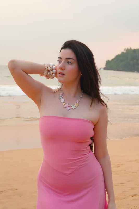 Aastha in Pink Flare Tube Dress - Flow Dress (Flamingo)