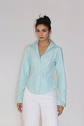 Teal Striped Fitted Shirt – IRIS