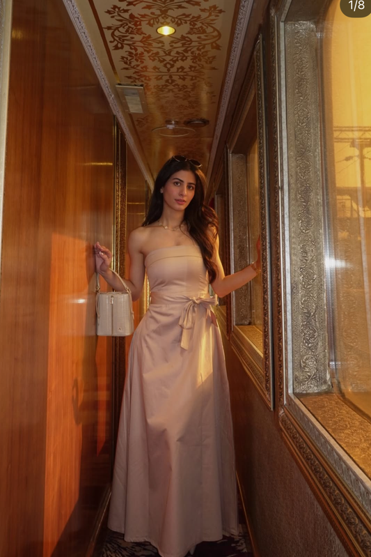 Anahita in Sand Tube Bow Dress – SIENNA