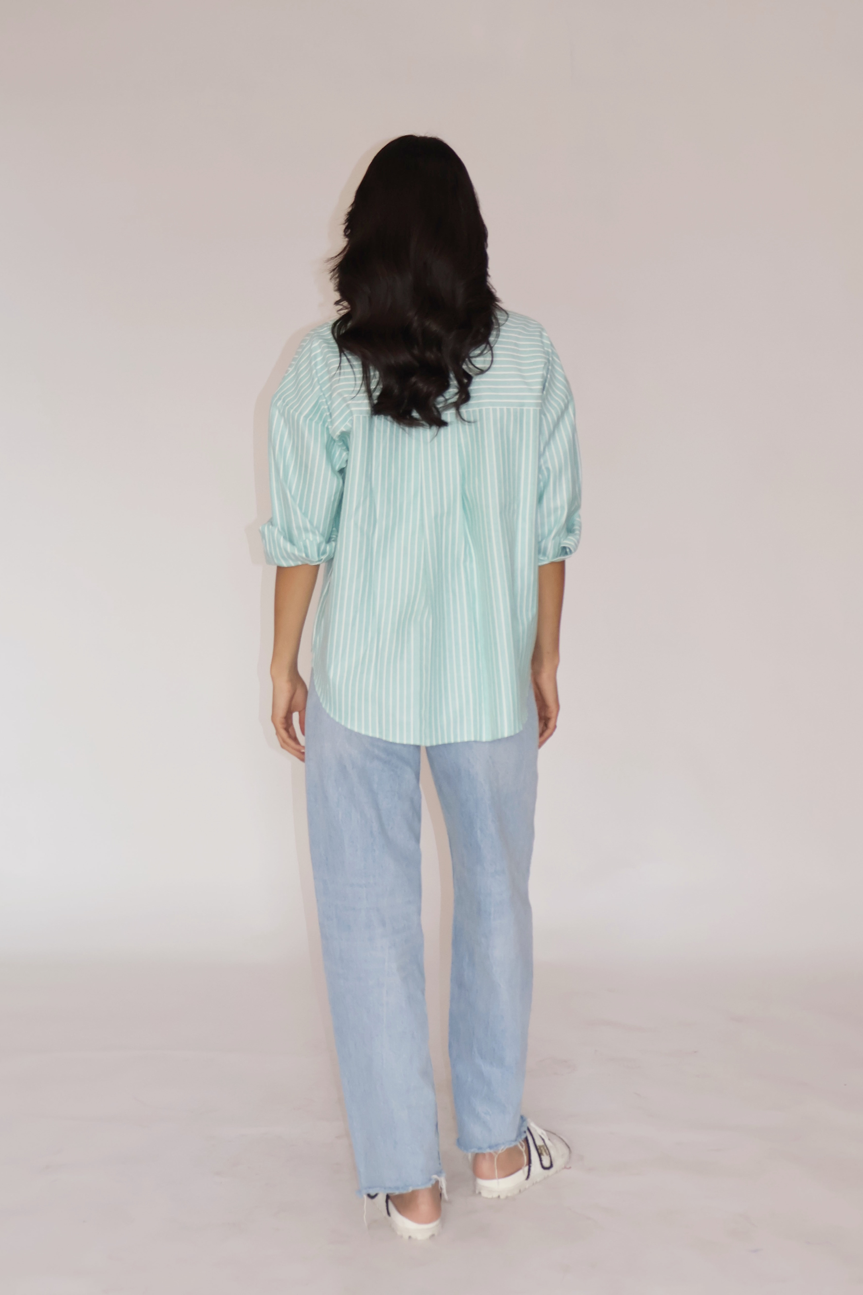 Teal Striped Oversized Shirt – CANVA