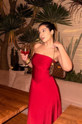 Harshita Roopchandnani in Red Flare Tube Dress - Flow Dress (Cherry)