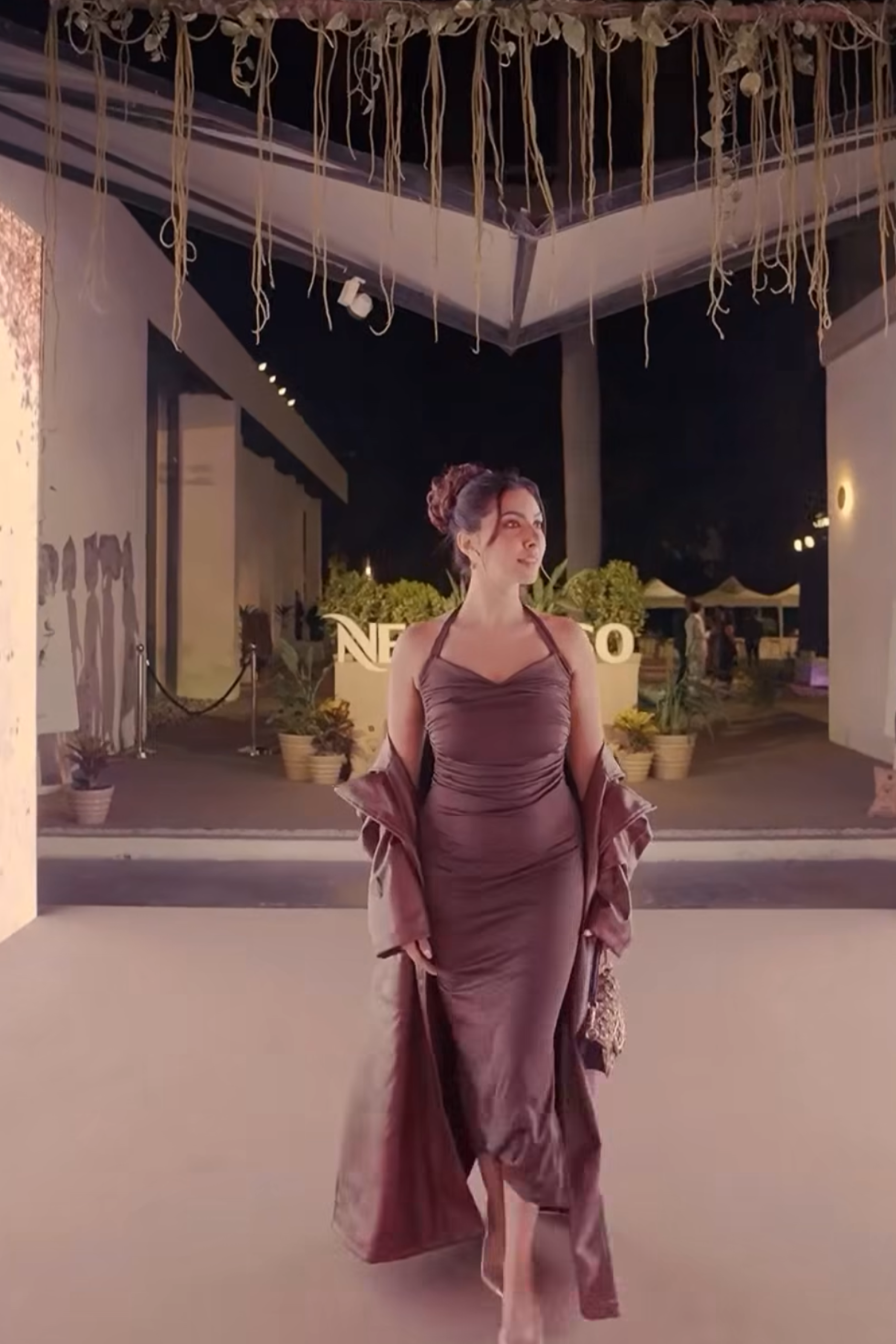 Tarini Shah in Brown Sweetheart Neckline Dress - Ray Dress (Coco)