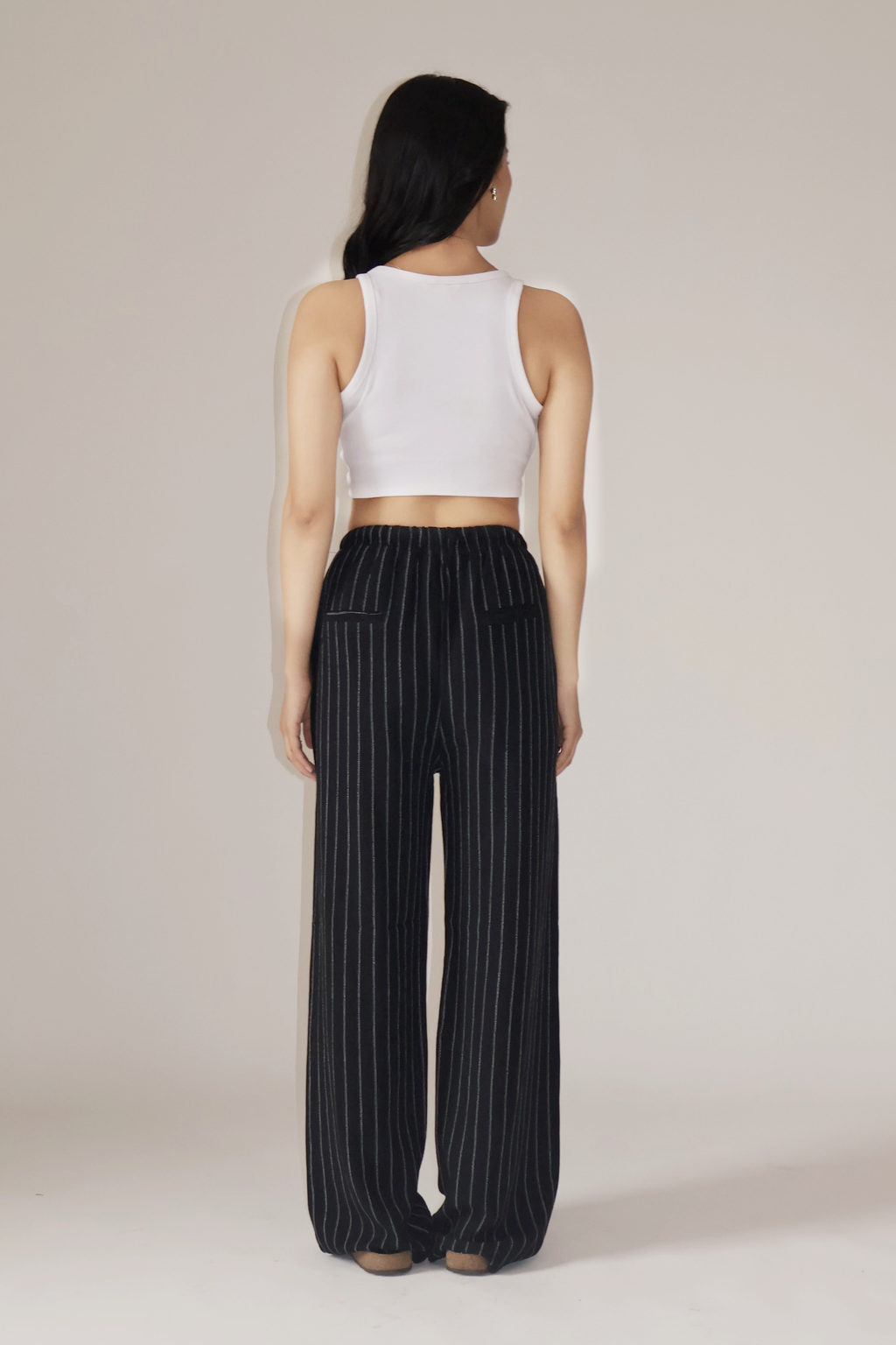 CLAY STRIPED PANTS - (Black)