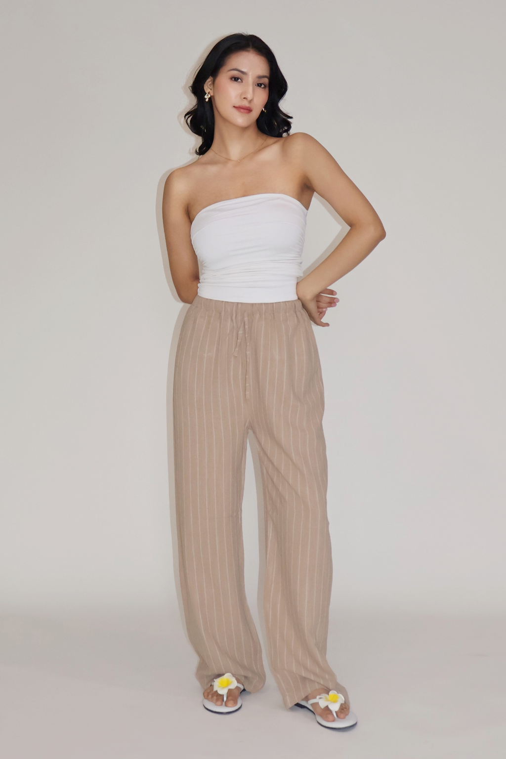 CLAY STRIPED PANTS - (Beige)