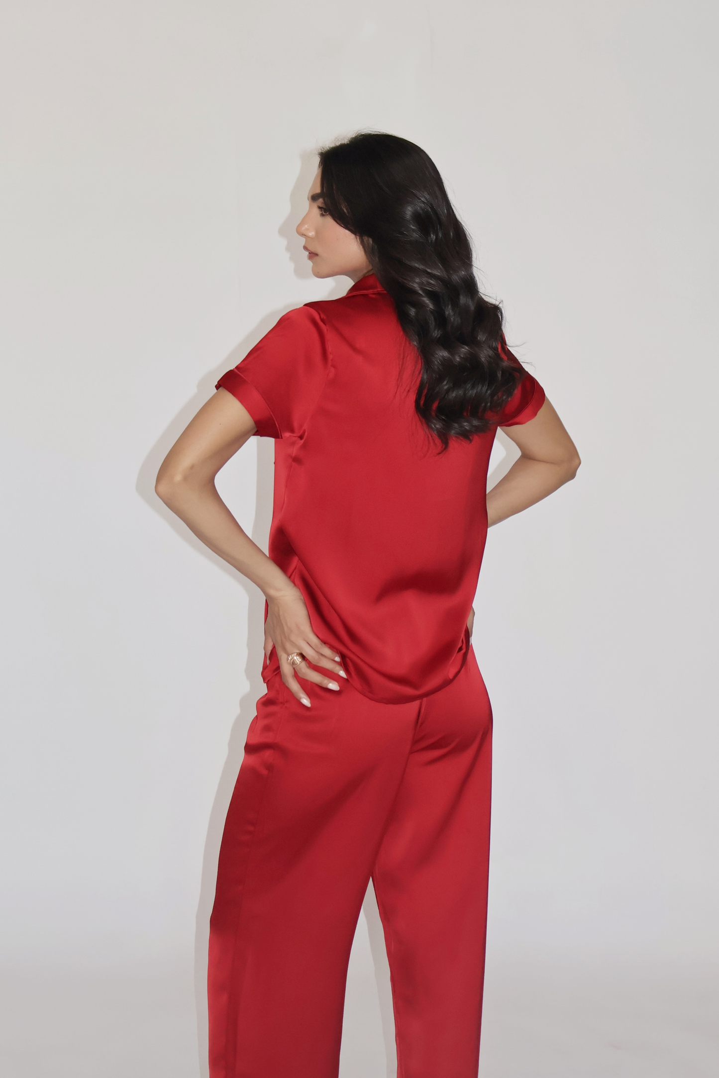 BUTTER SILK PJ SET - (Cherry)
