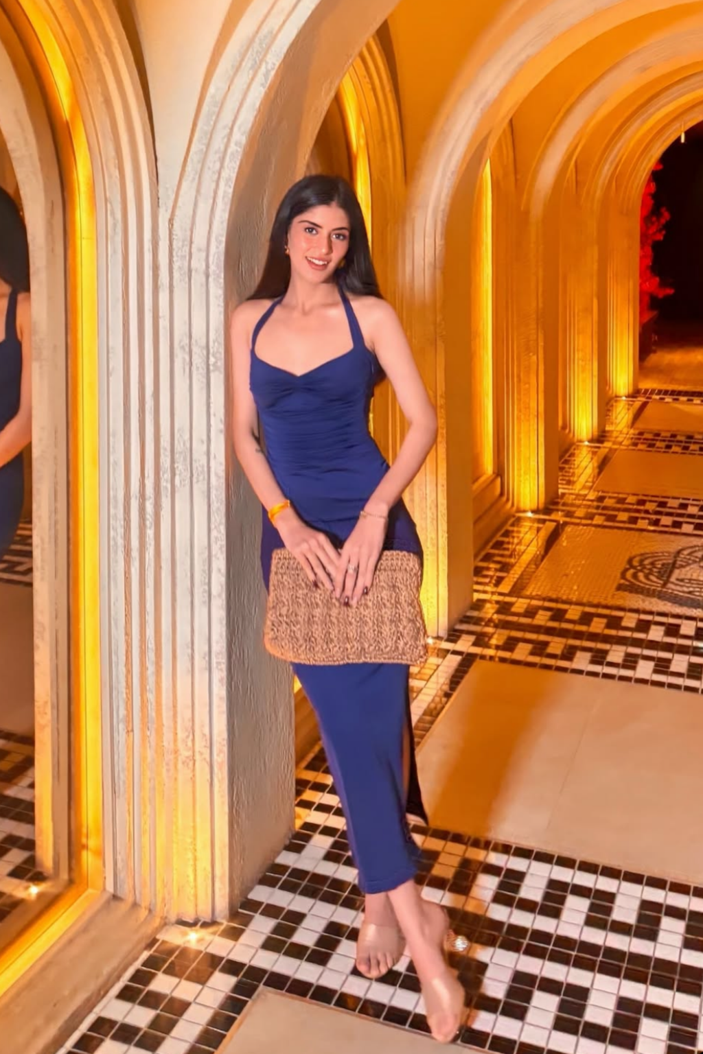 Vridhi in Blue Sweetheart Neckline Dress - Ray Dress (Navy)