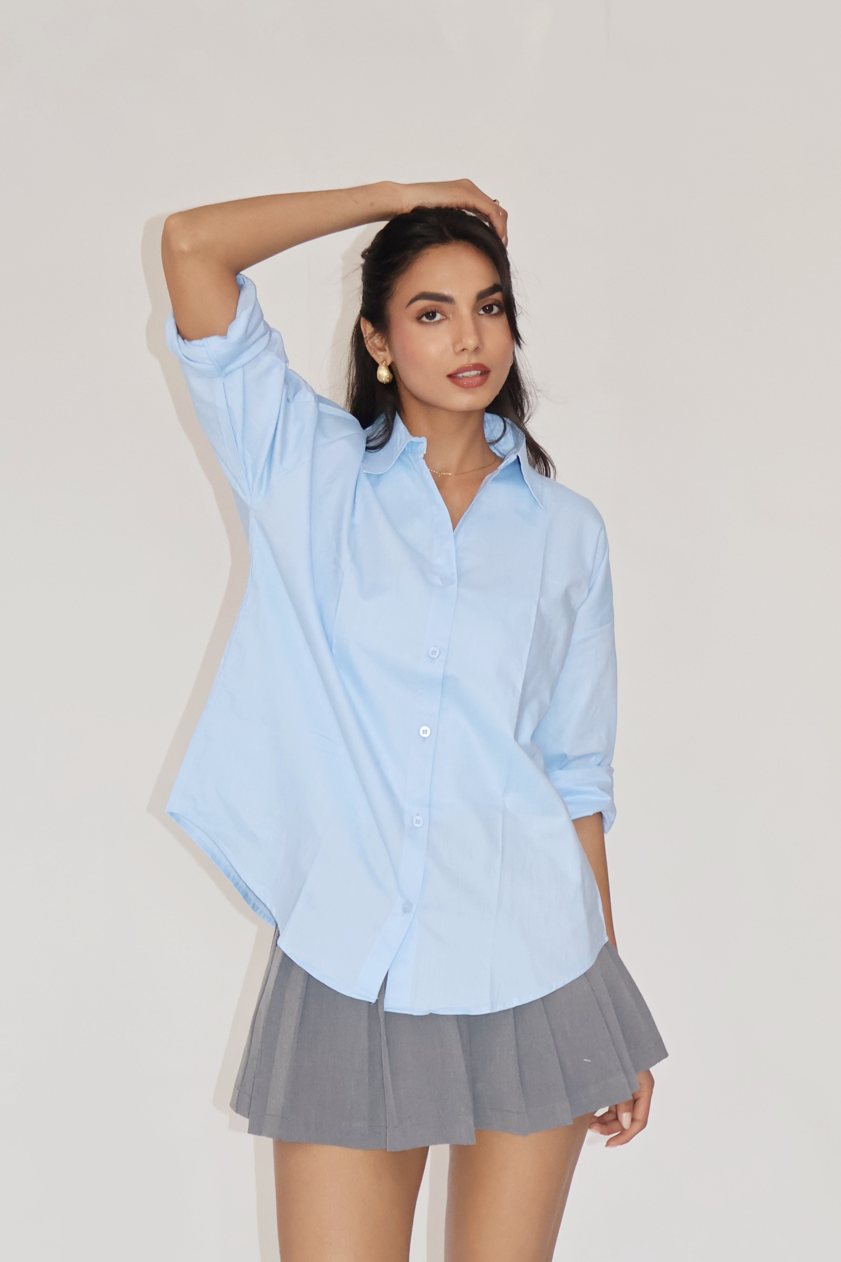 Sky Solid Oversized Shirt – BREEZE