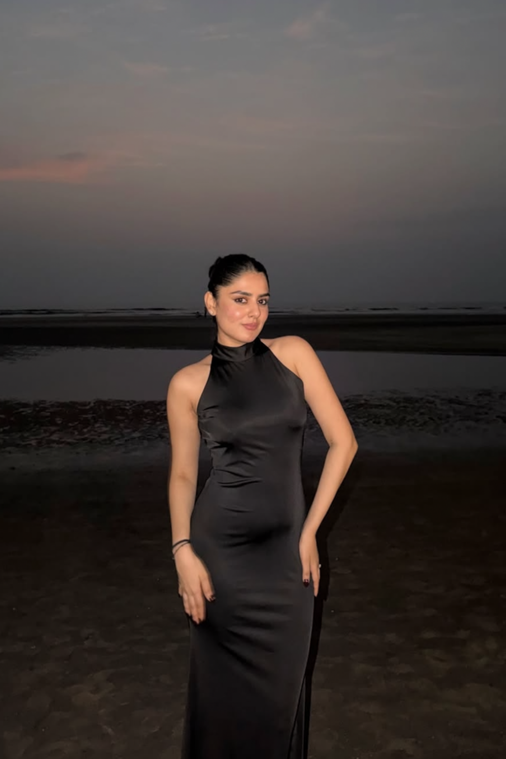 Nishtha in Black Long Halter Neck Maxi Dress - Ether Dress (Onyx)