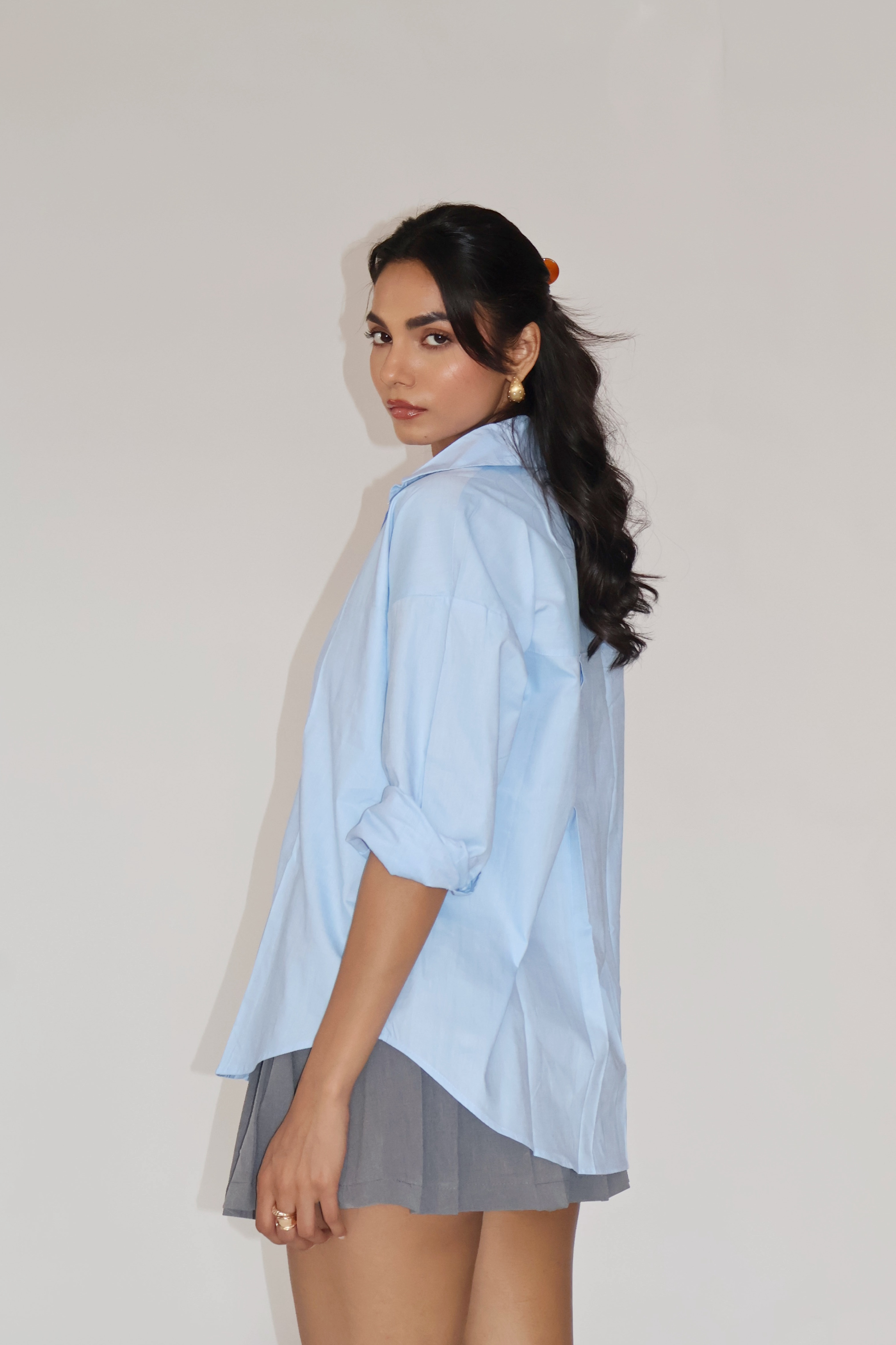 Sky Solid Oversized Shirt – BREEZE