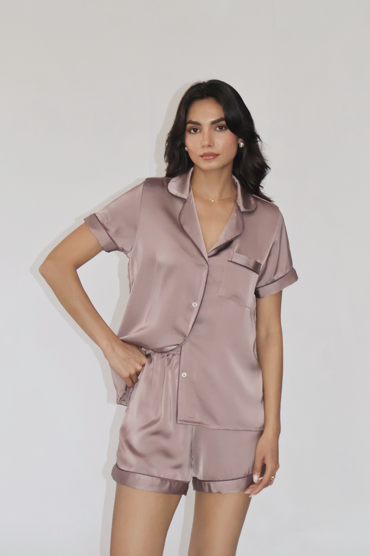 CREME SILK PJ SET - (Coco)
