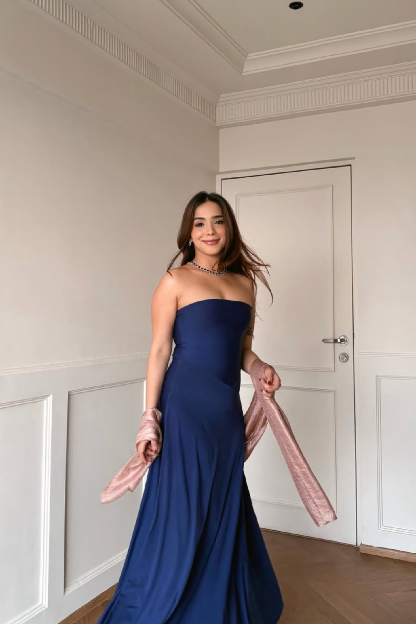 Siddhi in Blue Flare Tube Dress - Flow Dress (Navy)