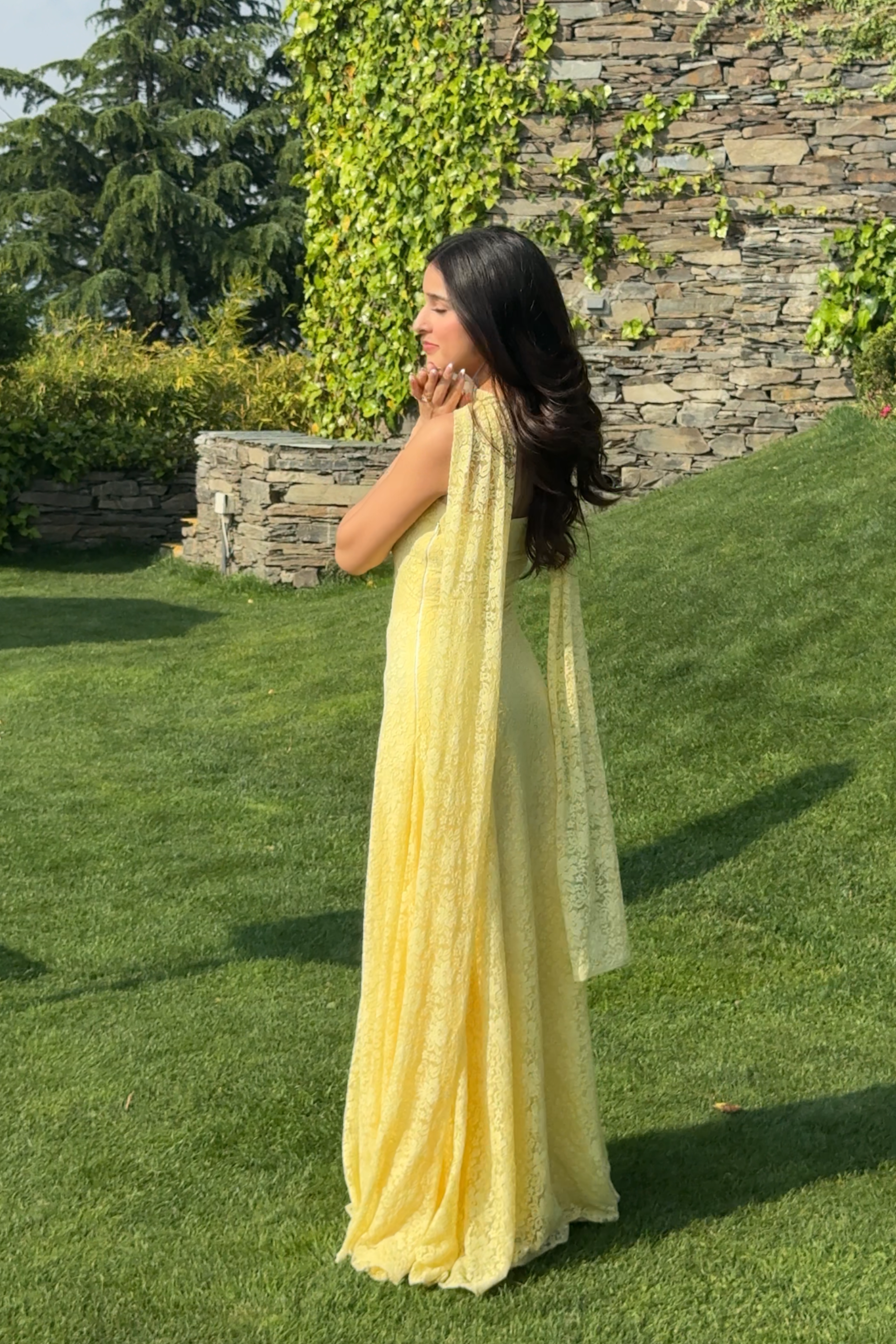 Butter Yellow Lace FLOW dress with dupatta