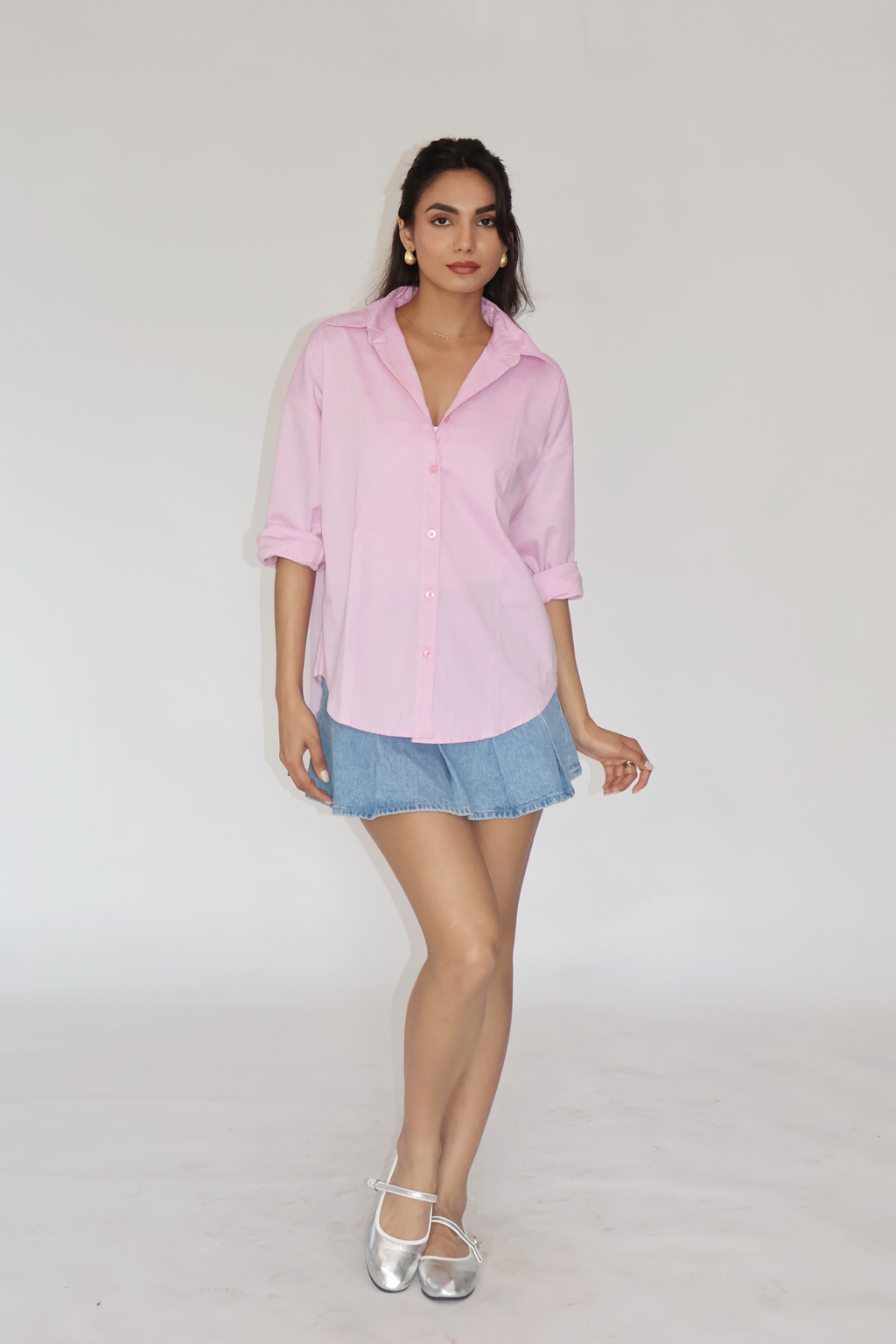 Flamingo Solid Oversized Shirt – BREEZE