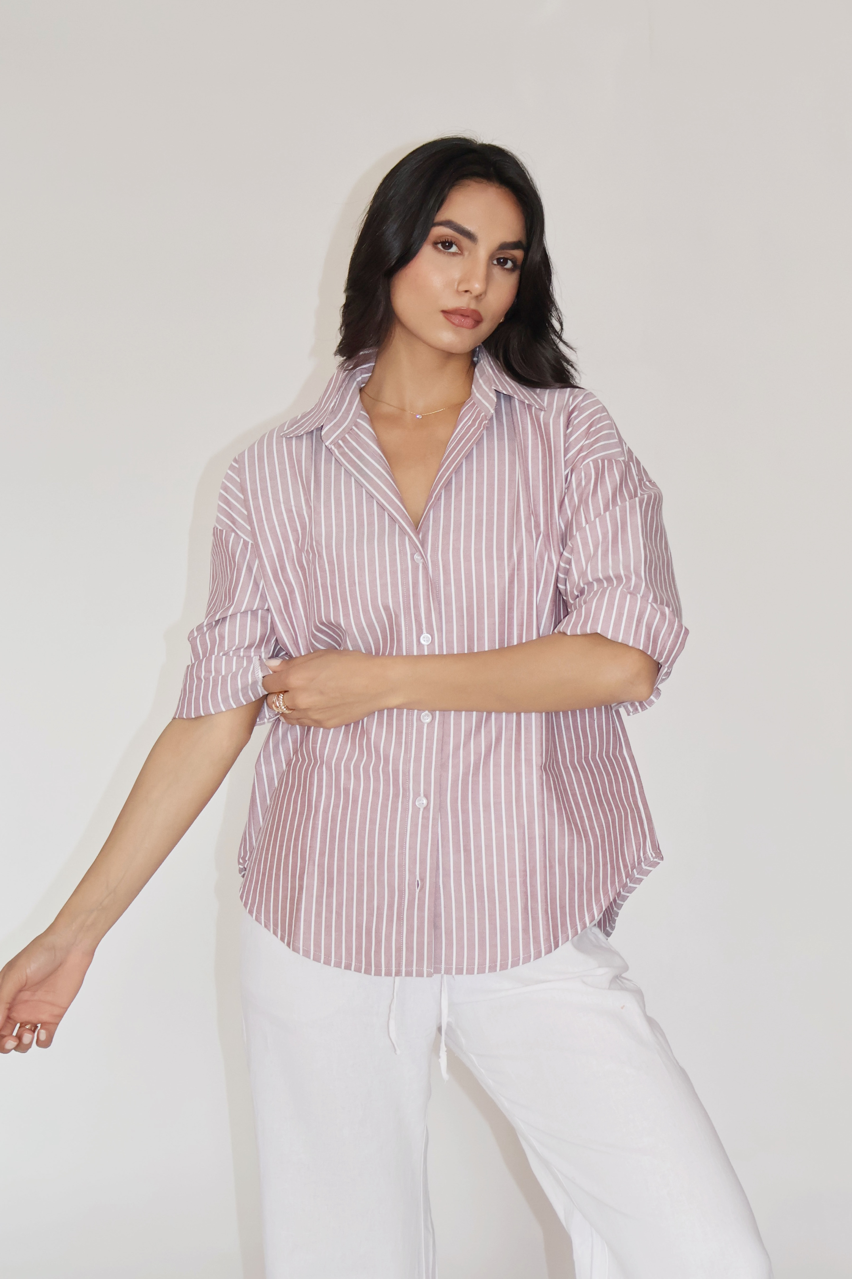 Brown Striped Oversized Shirt – CANVA
