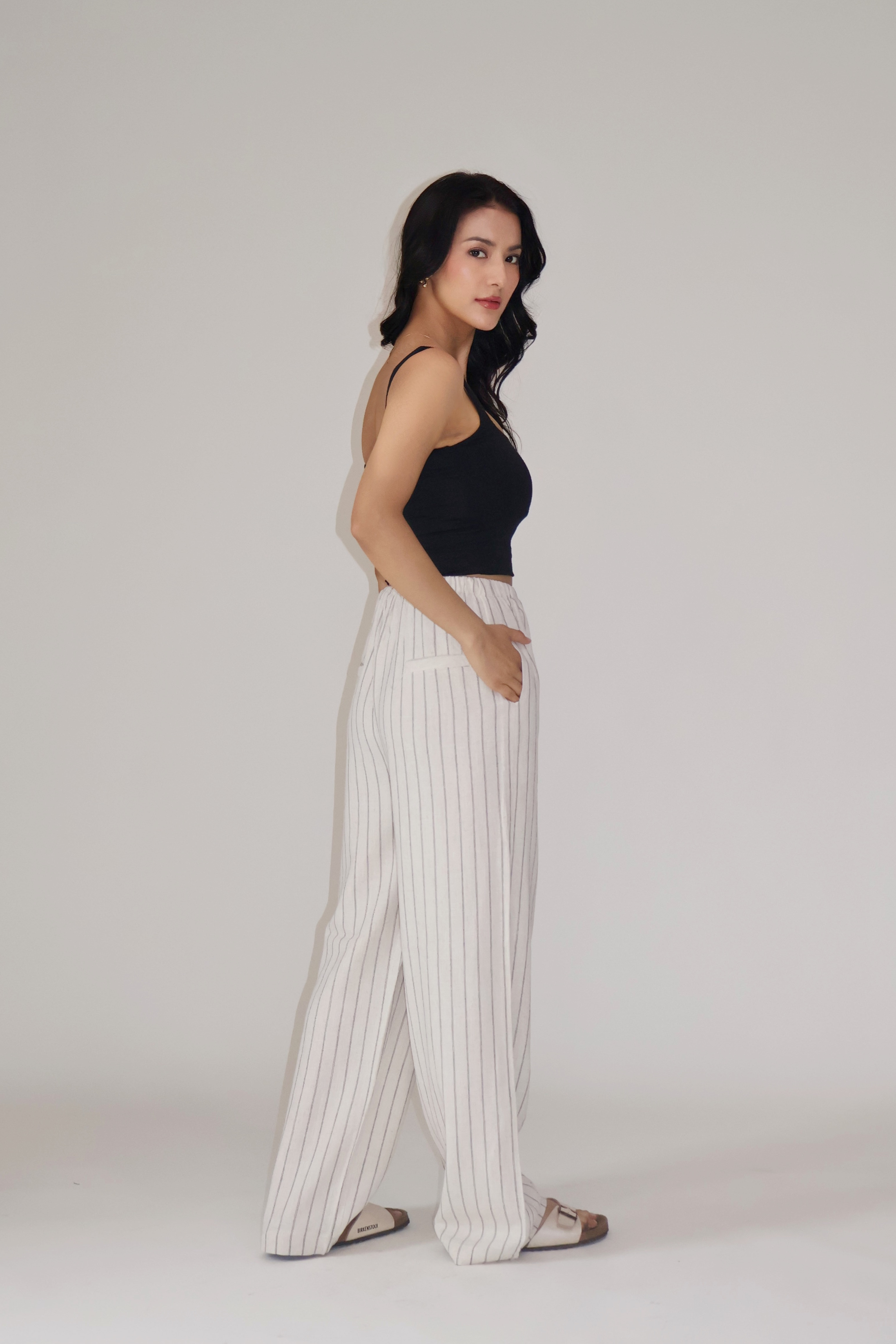 CLAY STRIPED PANTS - (Off white)