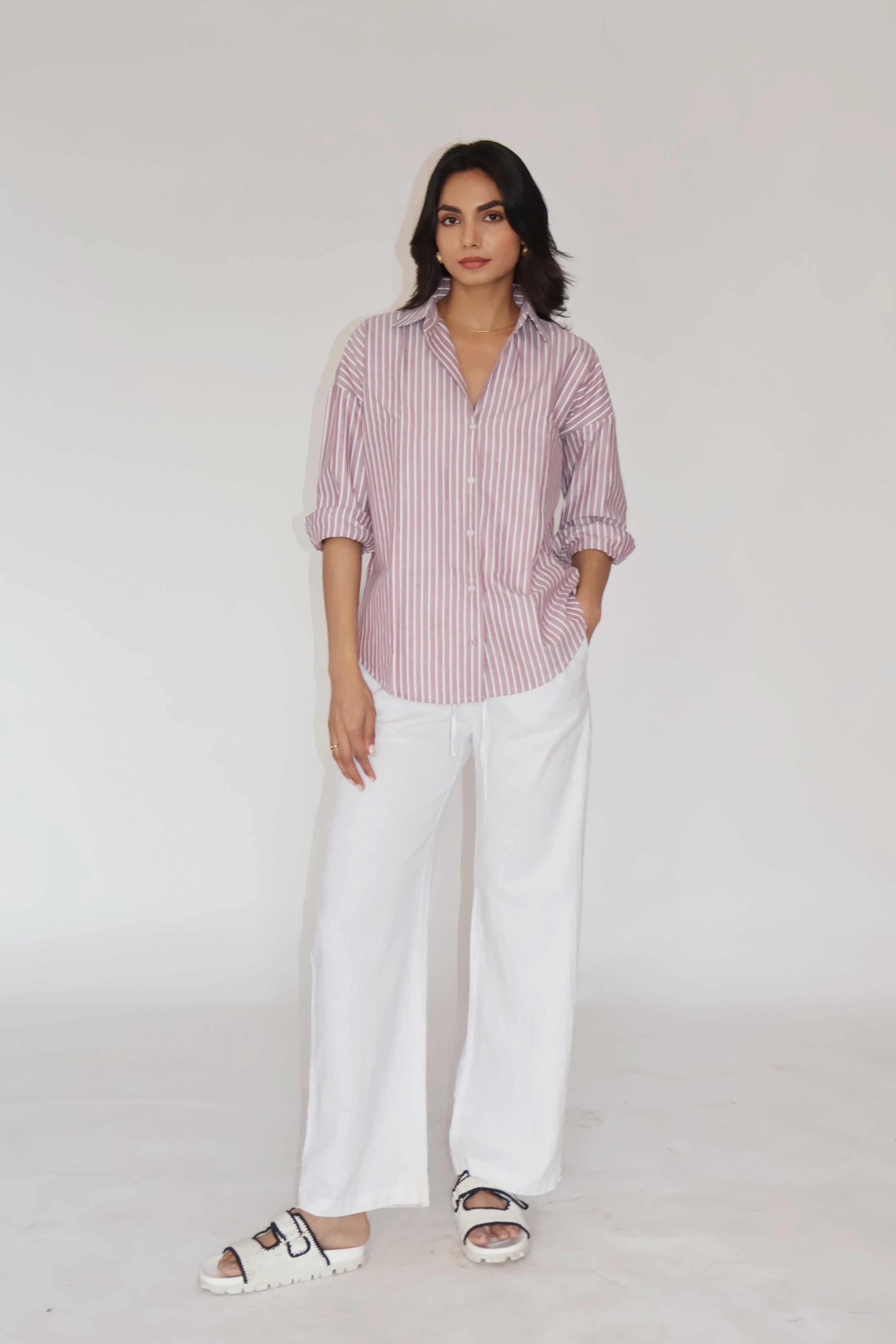 Brown Striped Oversized Shirt – CANVA