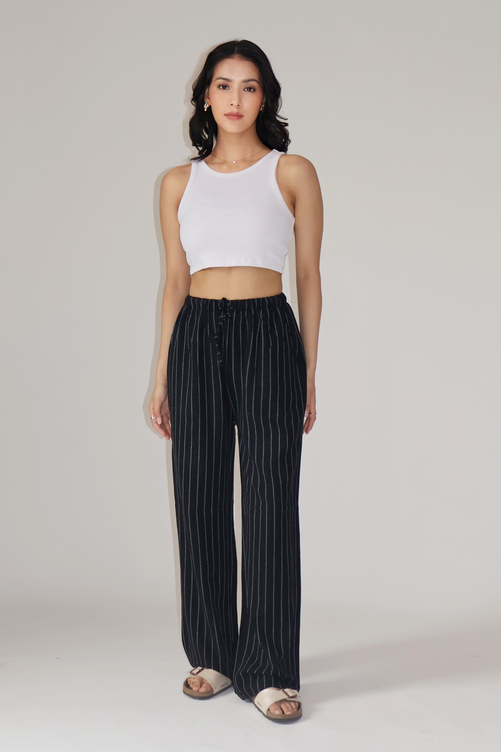 CLAY STRIPED PANTS - (Black)