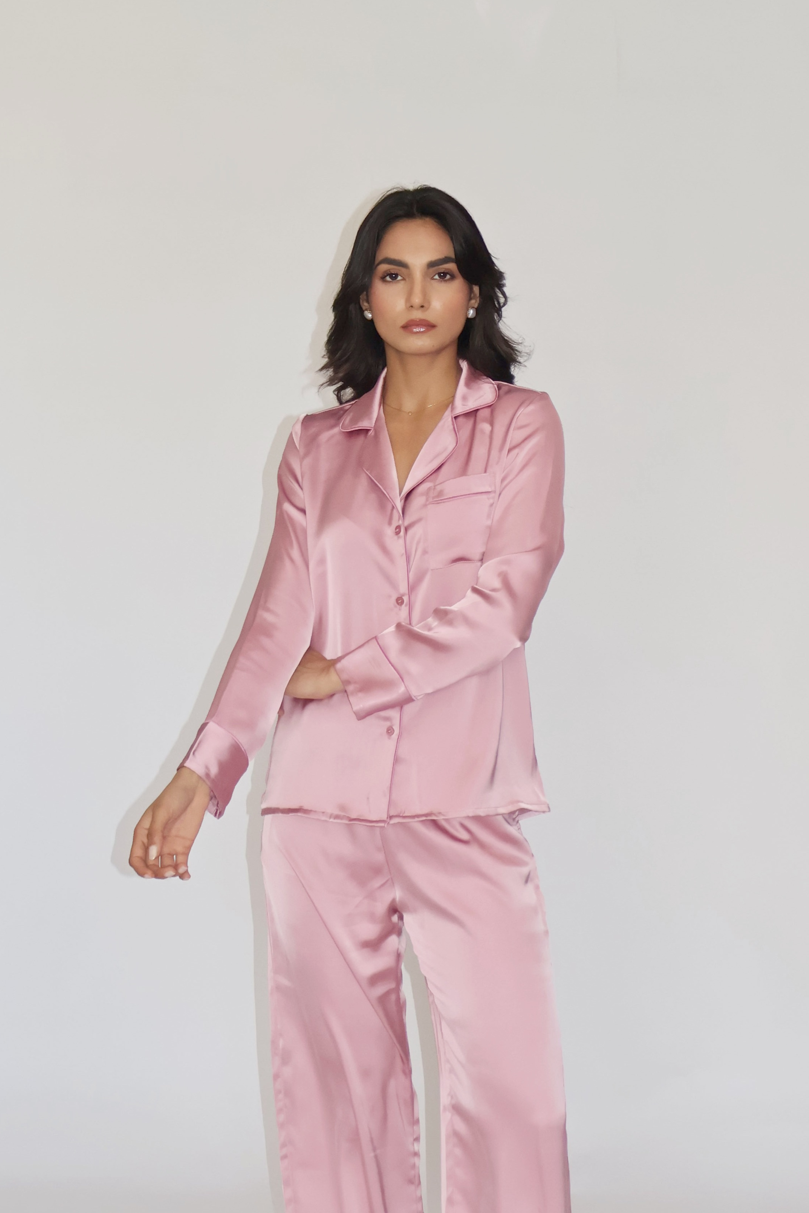 PEARL SILK PJ SET - (Pink)
