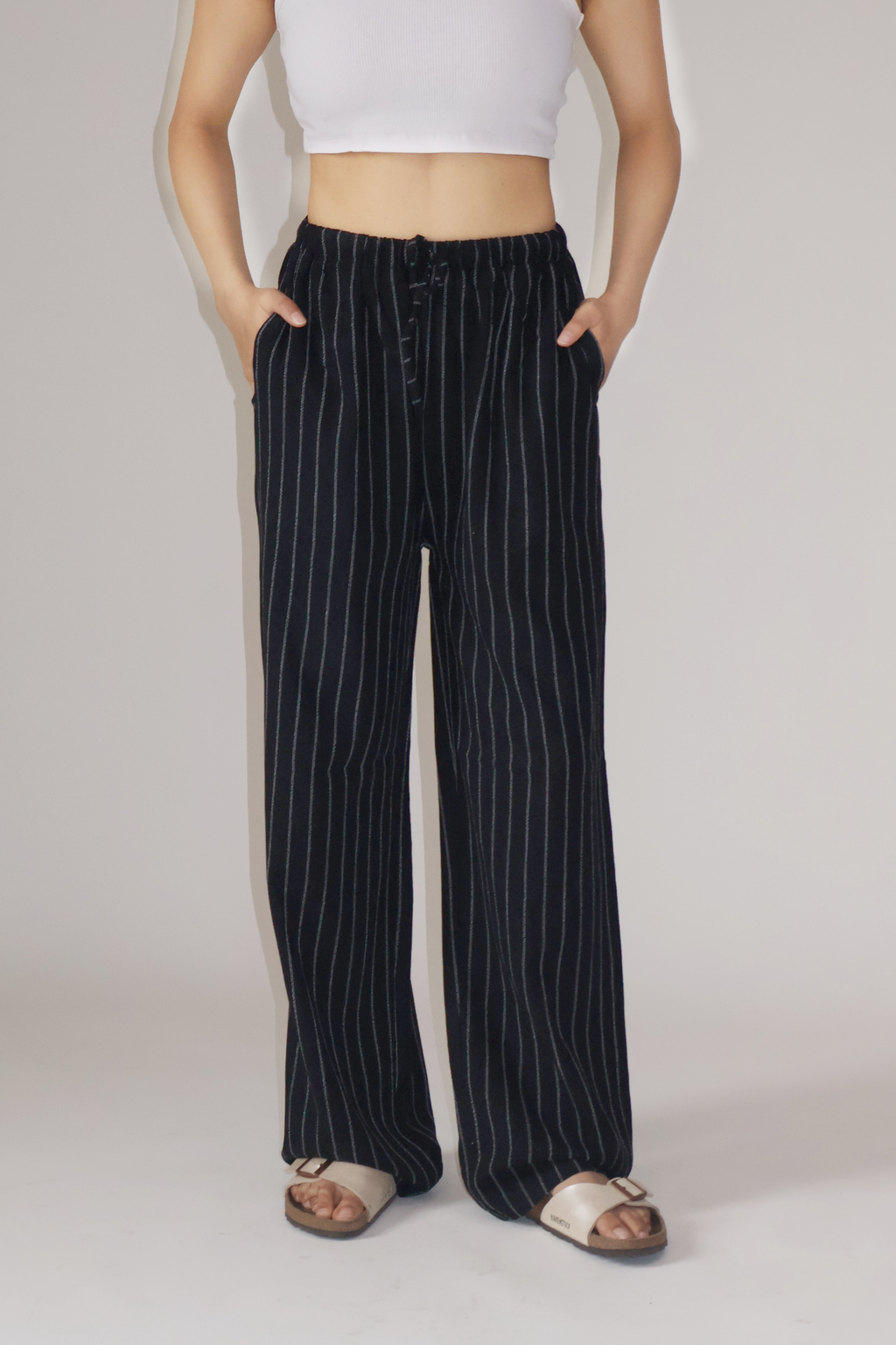 CLAY STRIPED PANTS - (Black)