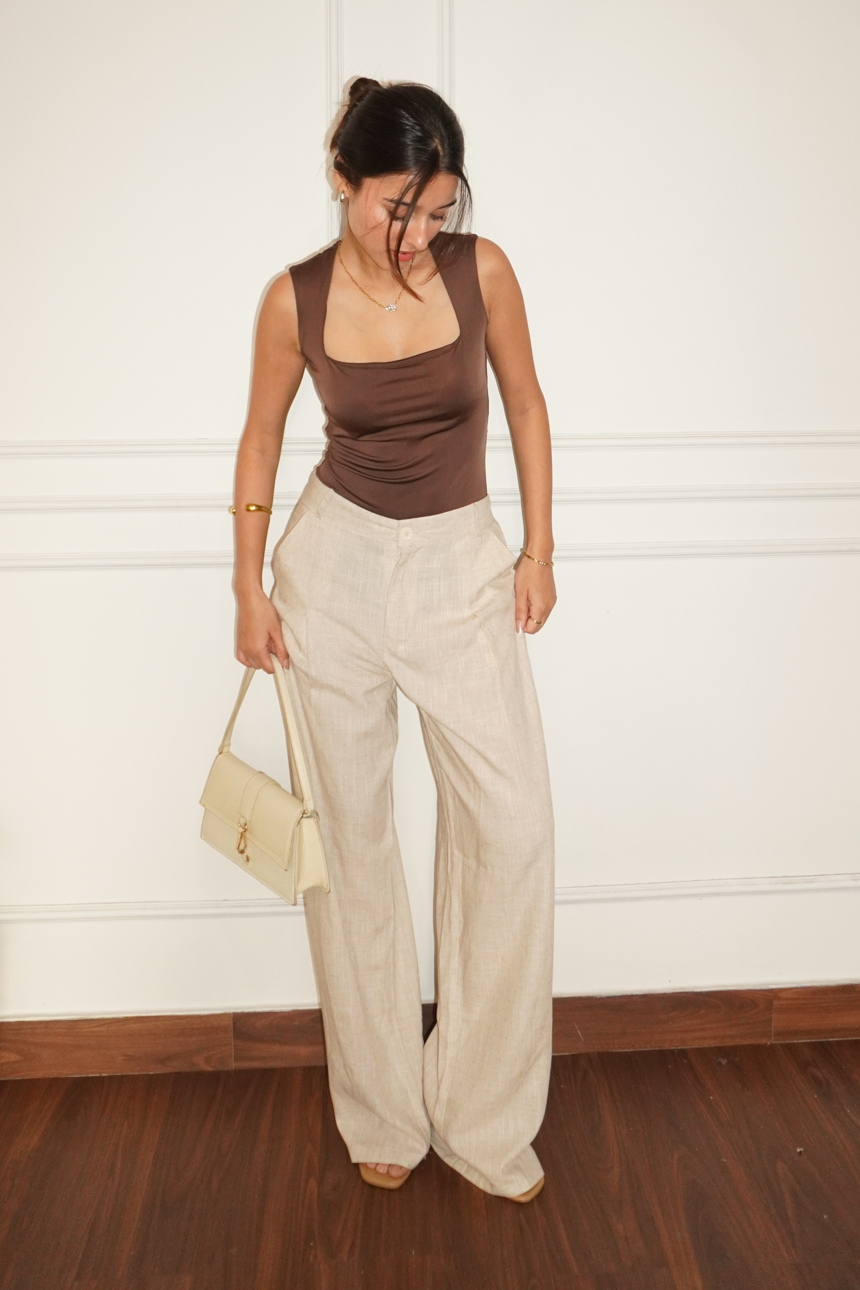 Mannat in Brown Square Neck Bodysuit - Echo Bodysuit (Coco)