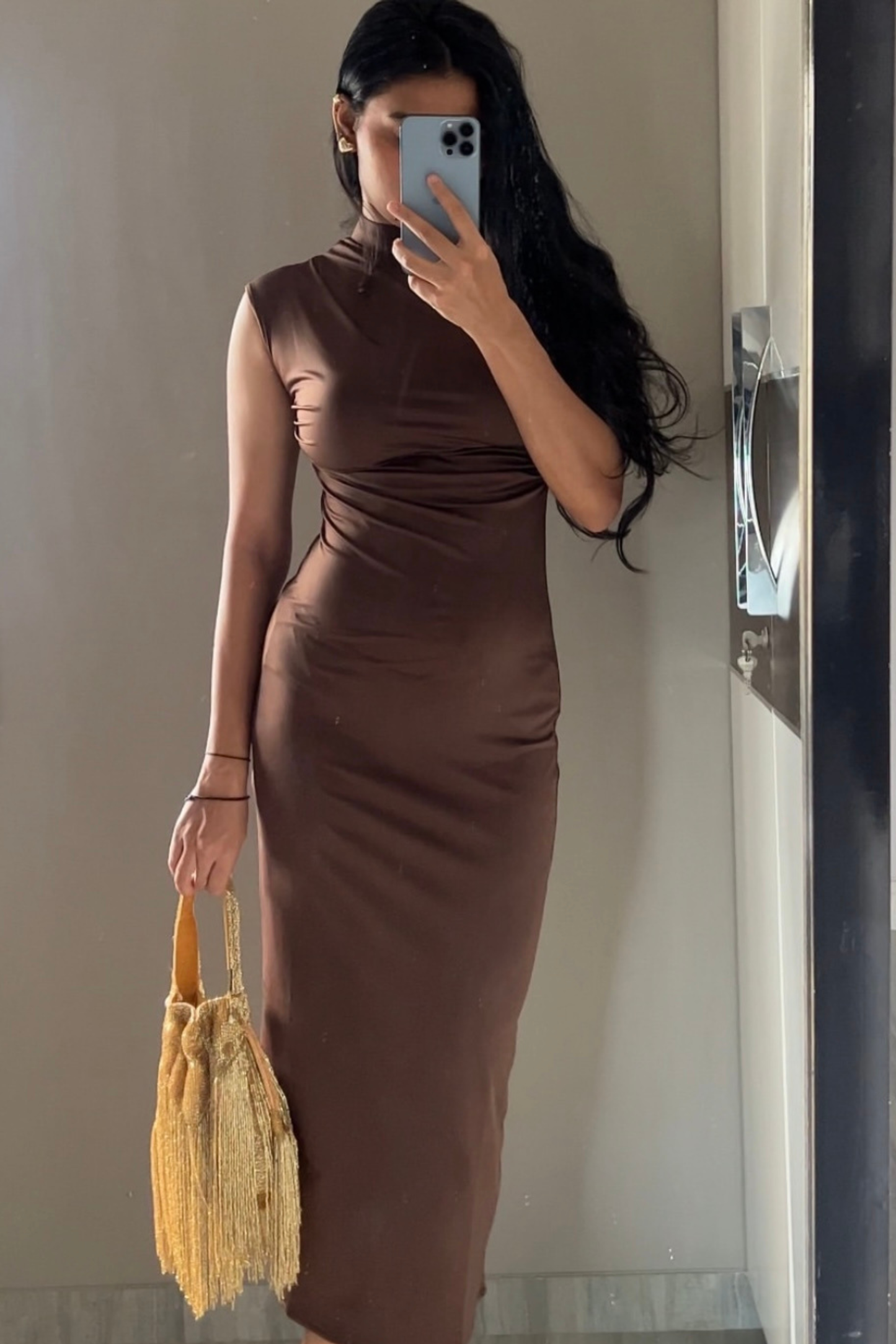 Arpita in Brown Collared Yoke Dress - Zephyr Dress (Coco)