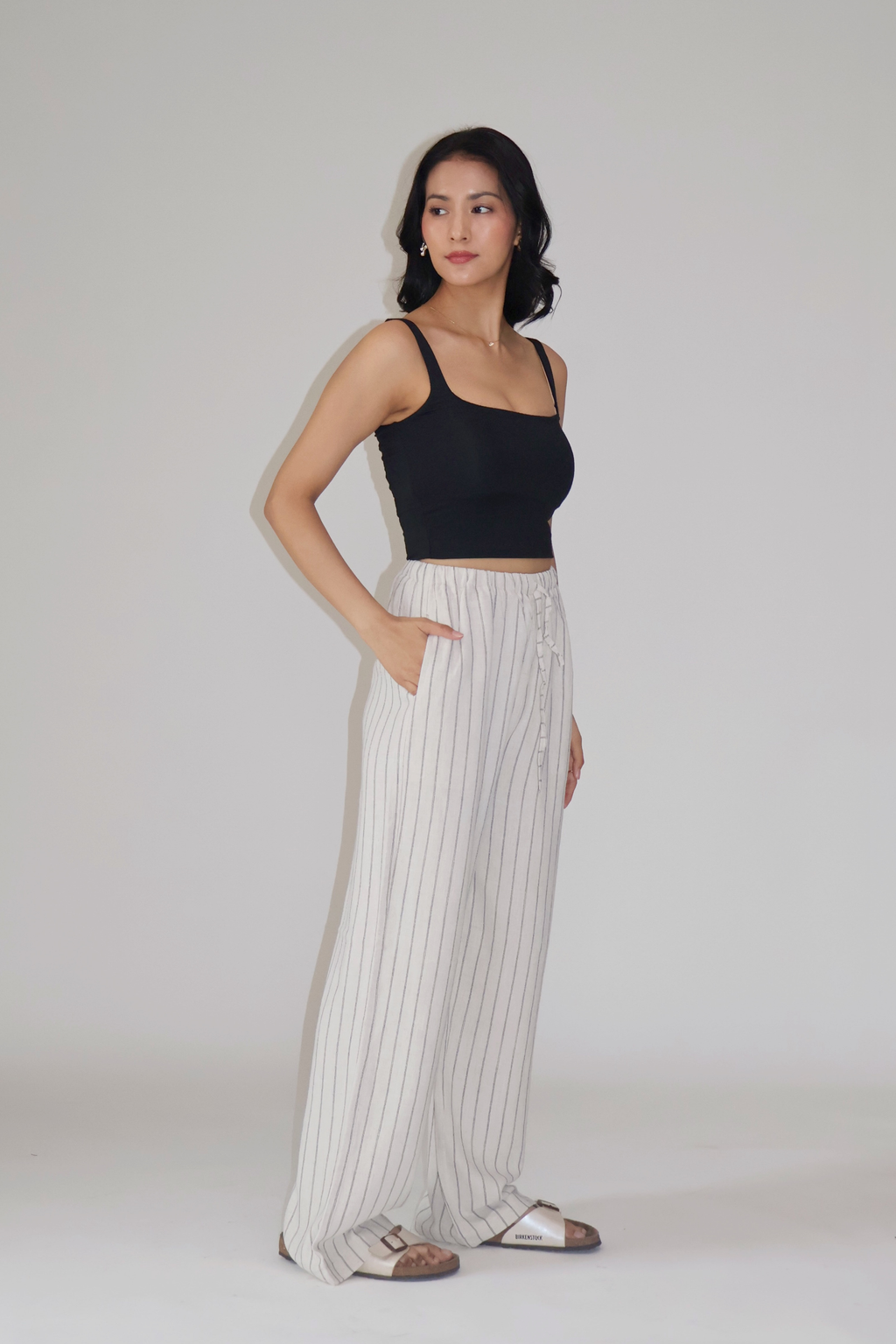 CLAY STRIPED PANTS - (Off white)