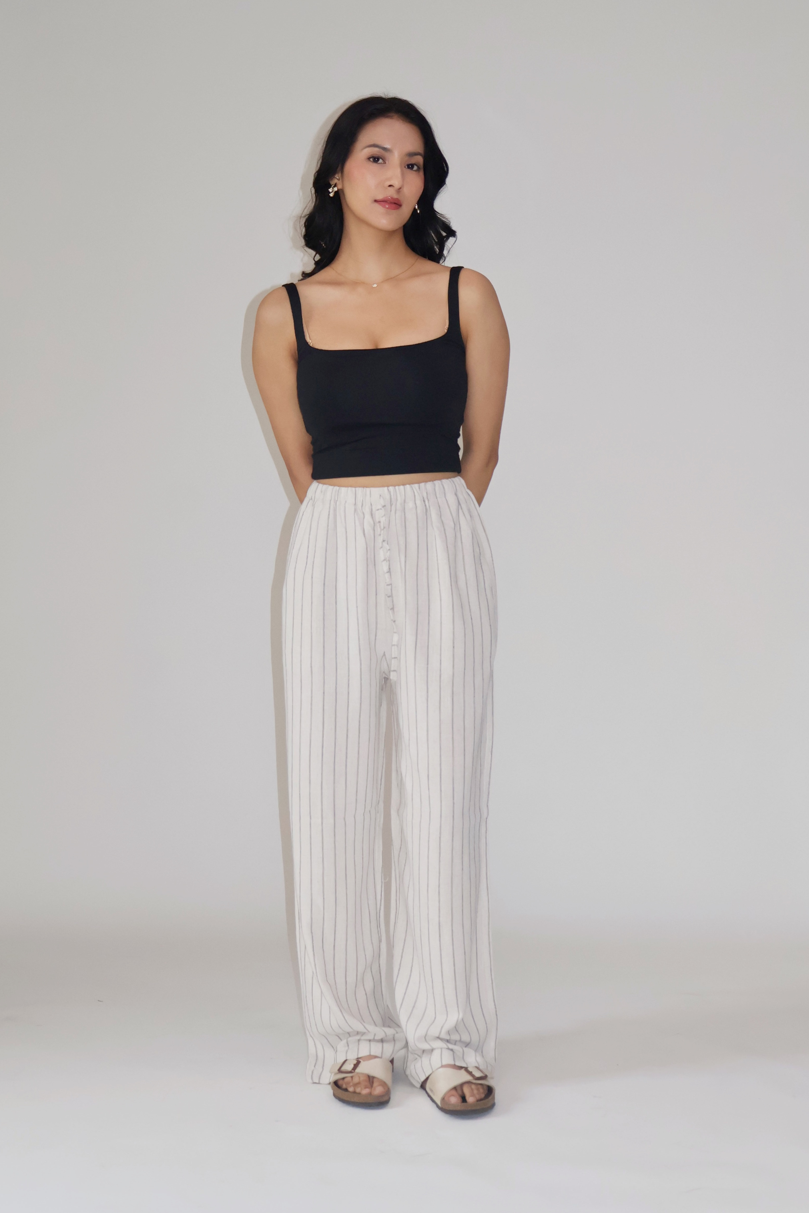 CLAY STRIPED PANTS - (Off white)