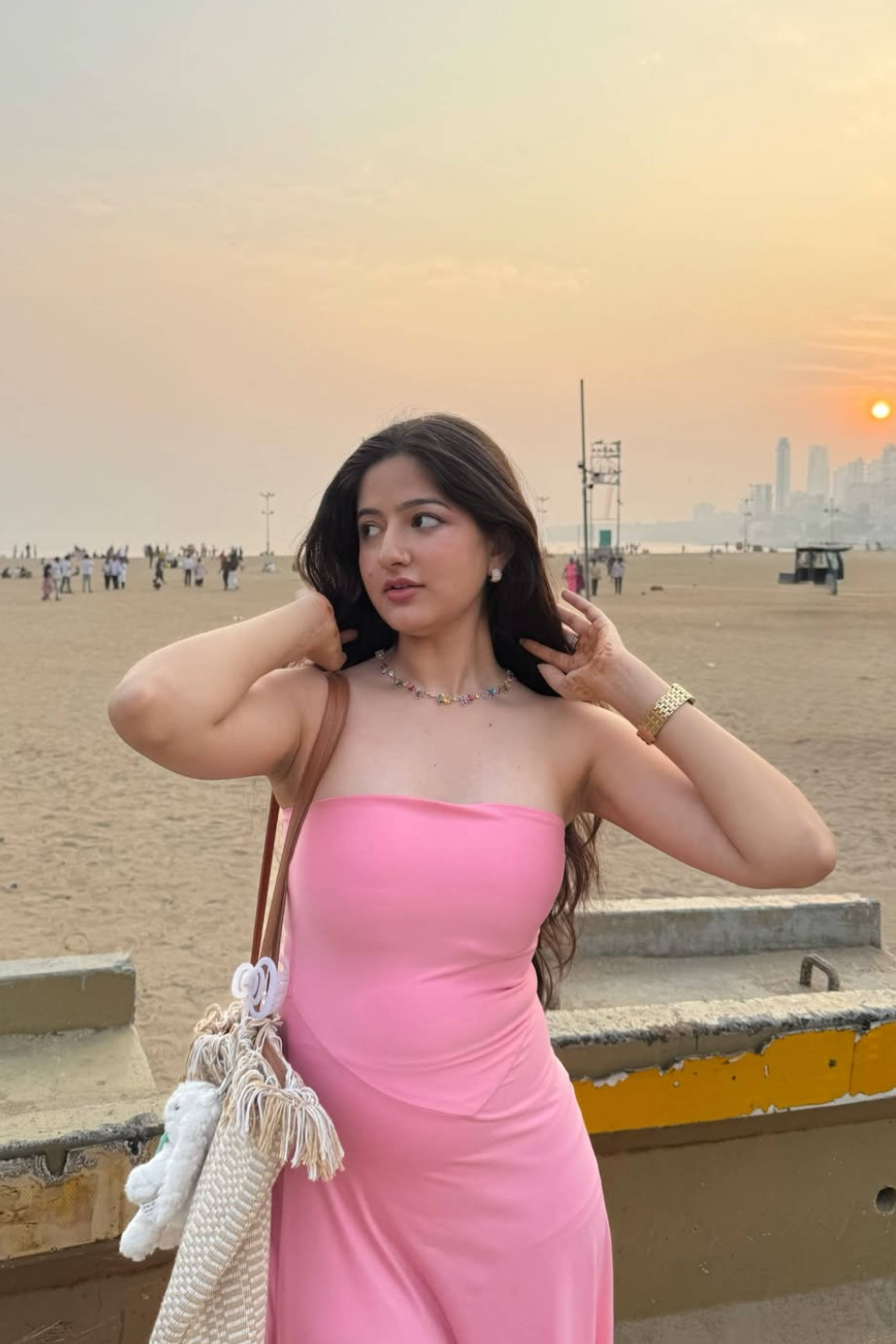 Jhanvi Bhatia in Pink Flare Tube Dress - Flow Dress (Flamingo)